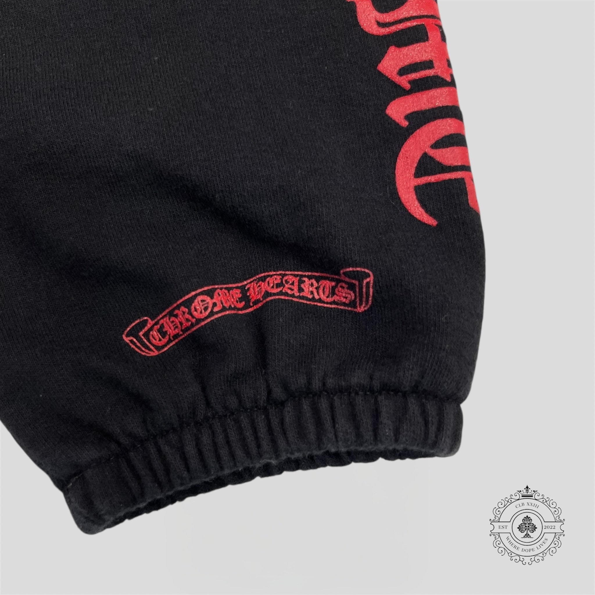 Chrome Hearts Scroll Logo Kids Sweatpants in Black/Red