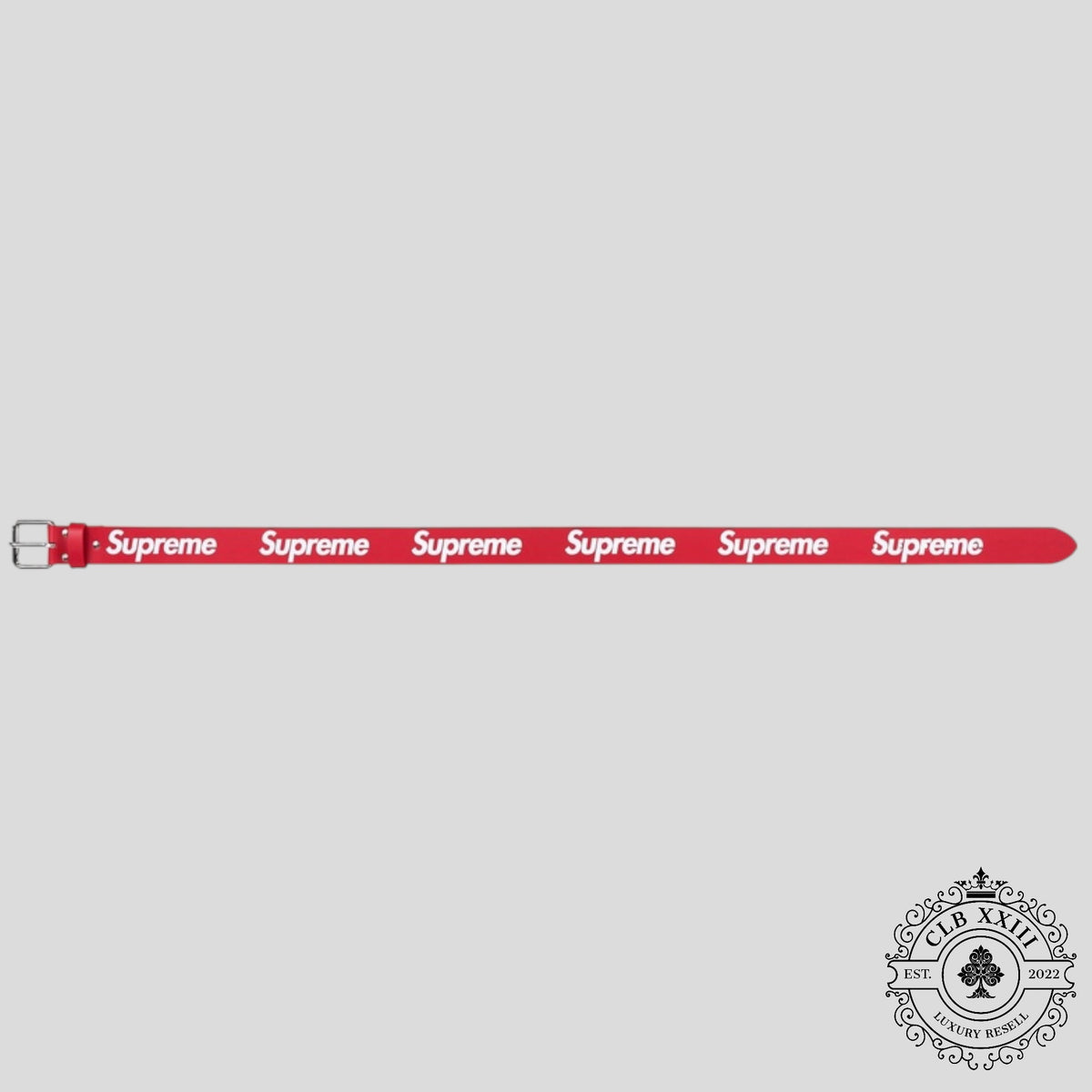 Supreme Repeat Leather Belt (FW25) Red