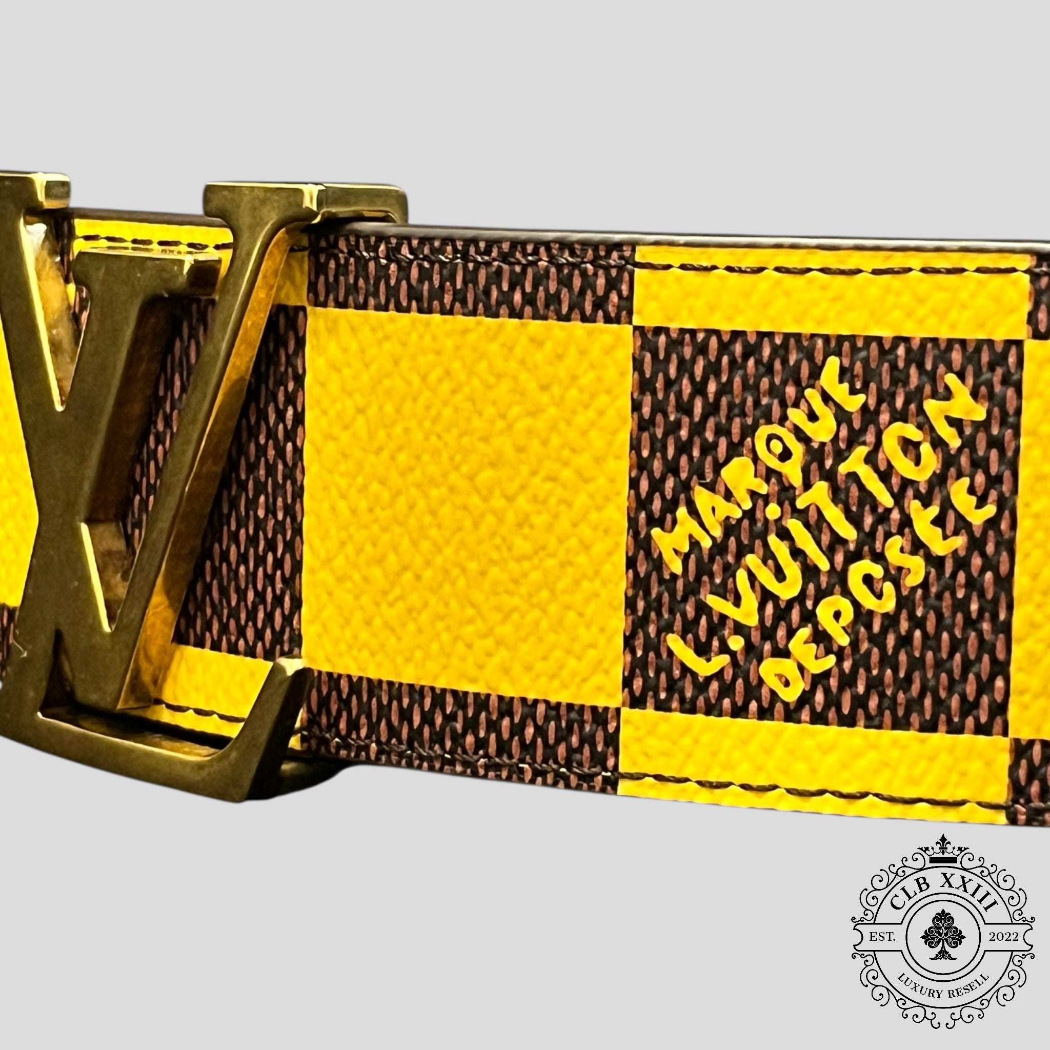 Louis Vuitton LV Initiales Damier 40mm Reversible Belt in Yellow/Brown