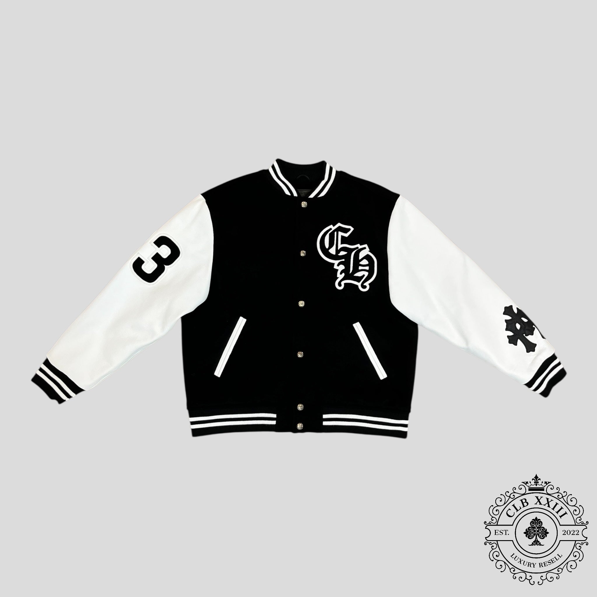 Chrome Hearts Eagle Patch Varsity Jacket in Black