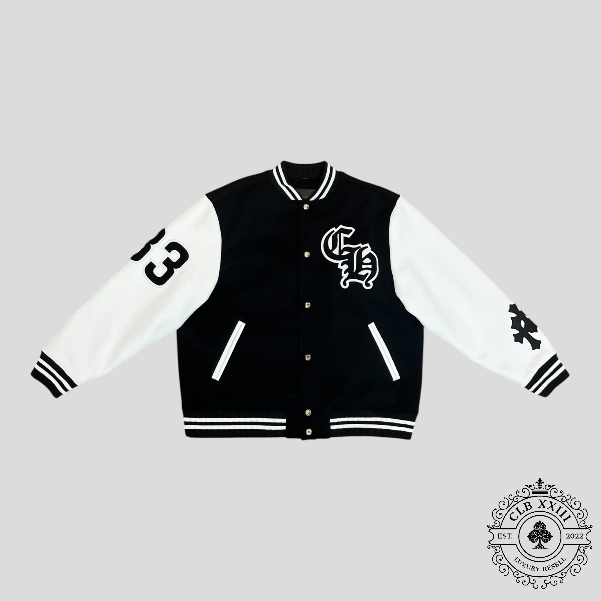 Chrome Hearts Eagle Patch Varsity Jacket in Black