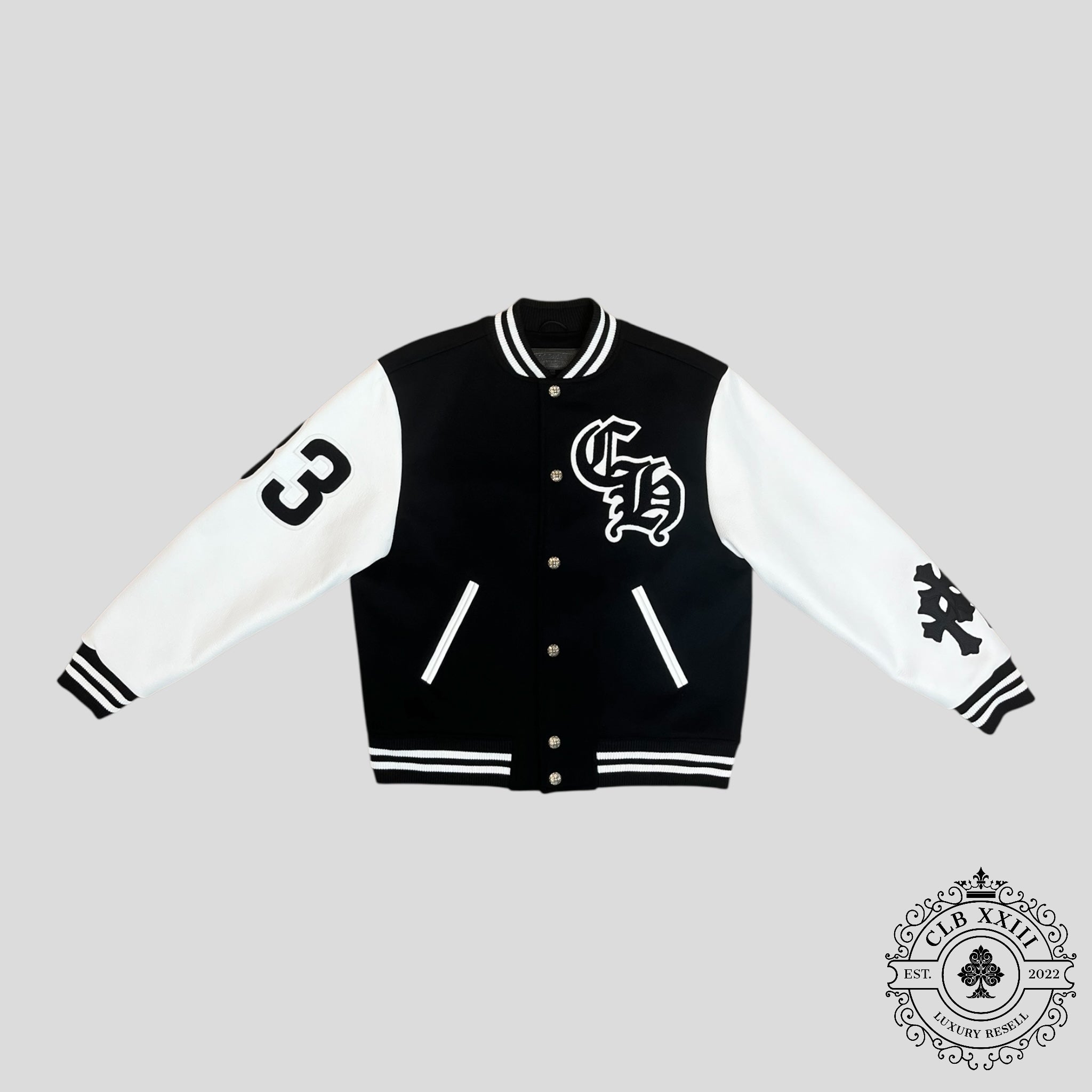 Chrome Hearts Eagle Patch Varsity Jacket in Black