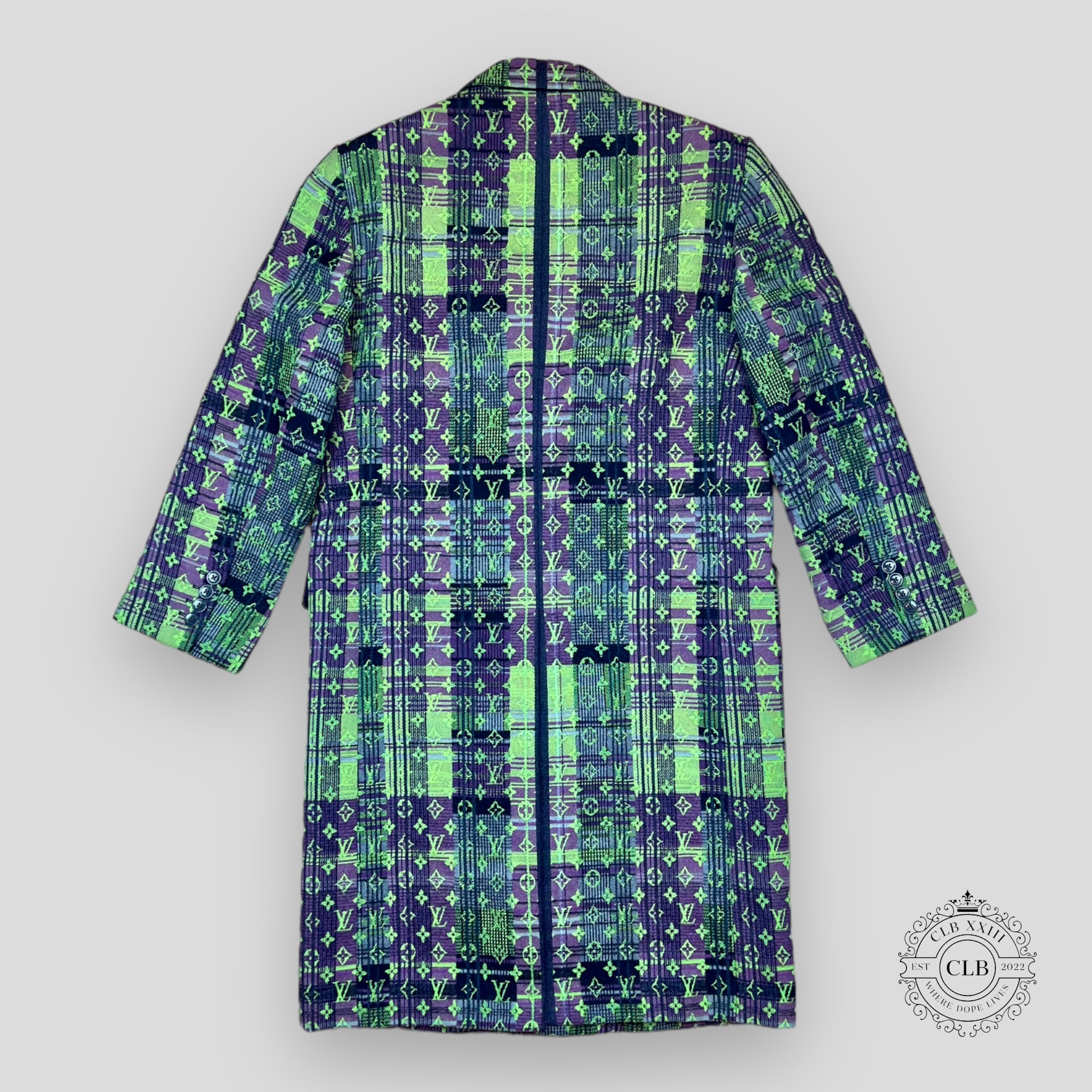 LOUIS VUITTON WOOL OVERCOAT - PURPLE/GREEN