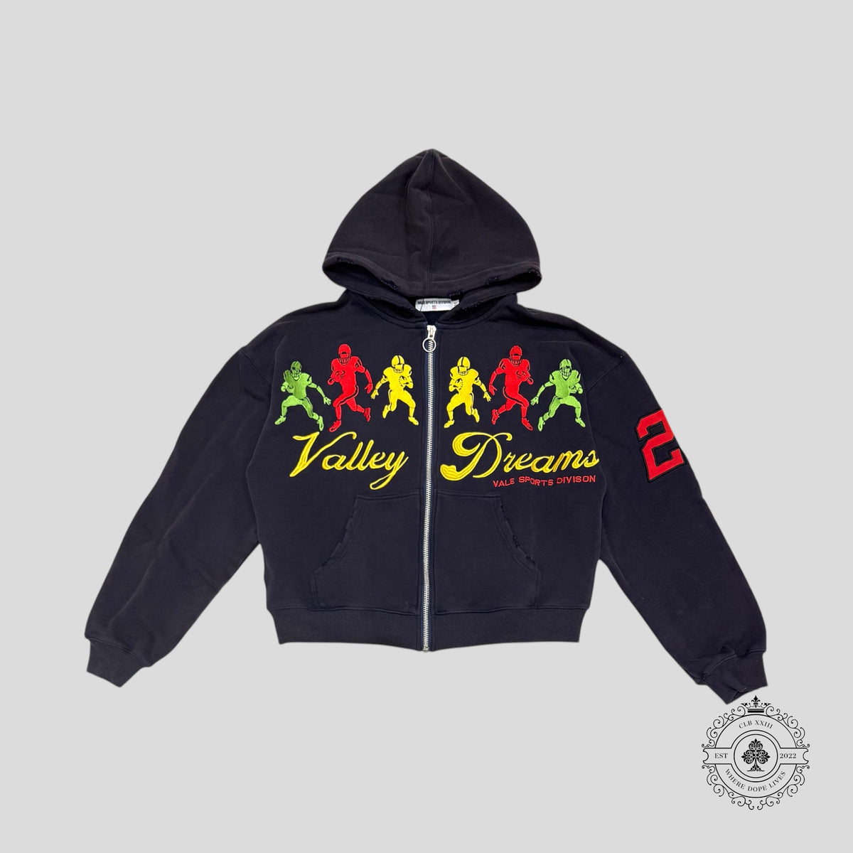 Vale Valley Dreams Zip up Hoodie in Navy