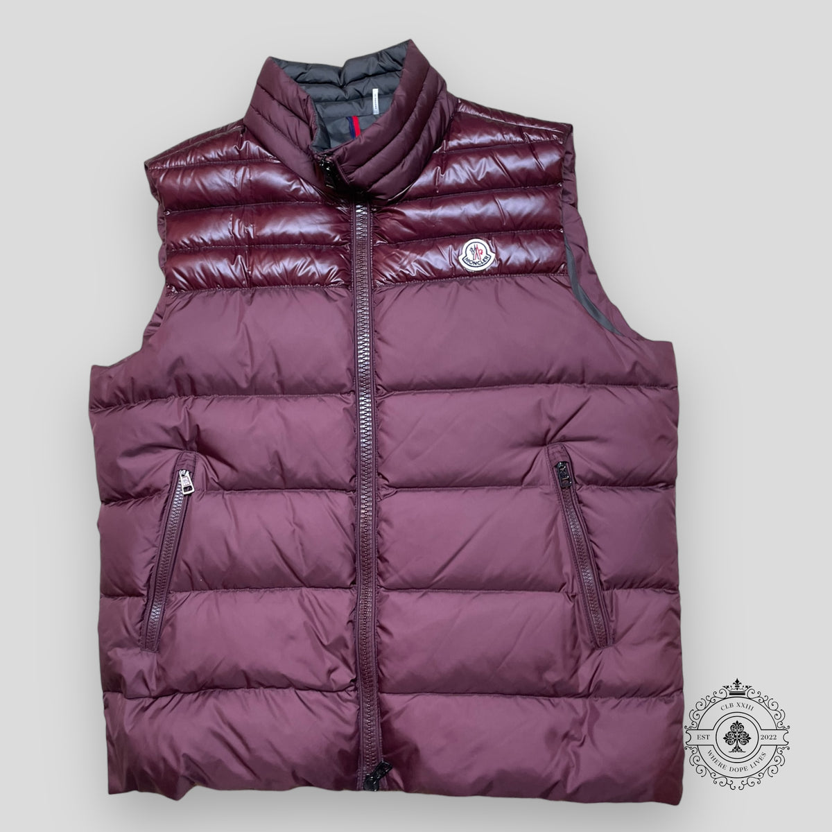 Moncler Puffer Vest in Dark Maroon