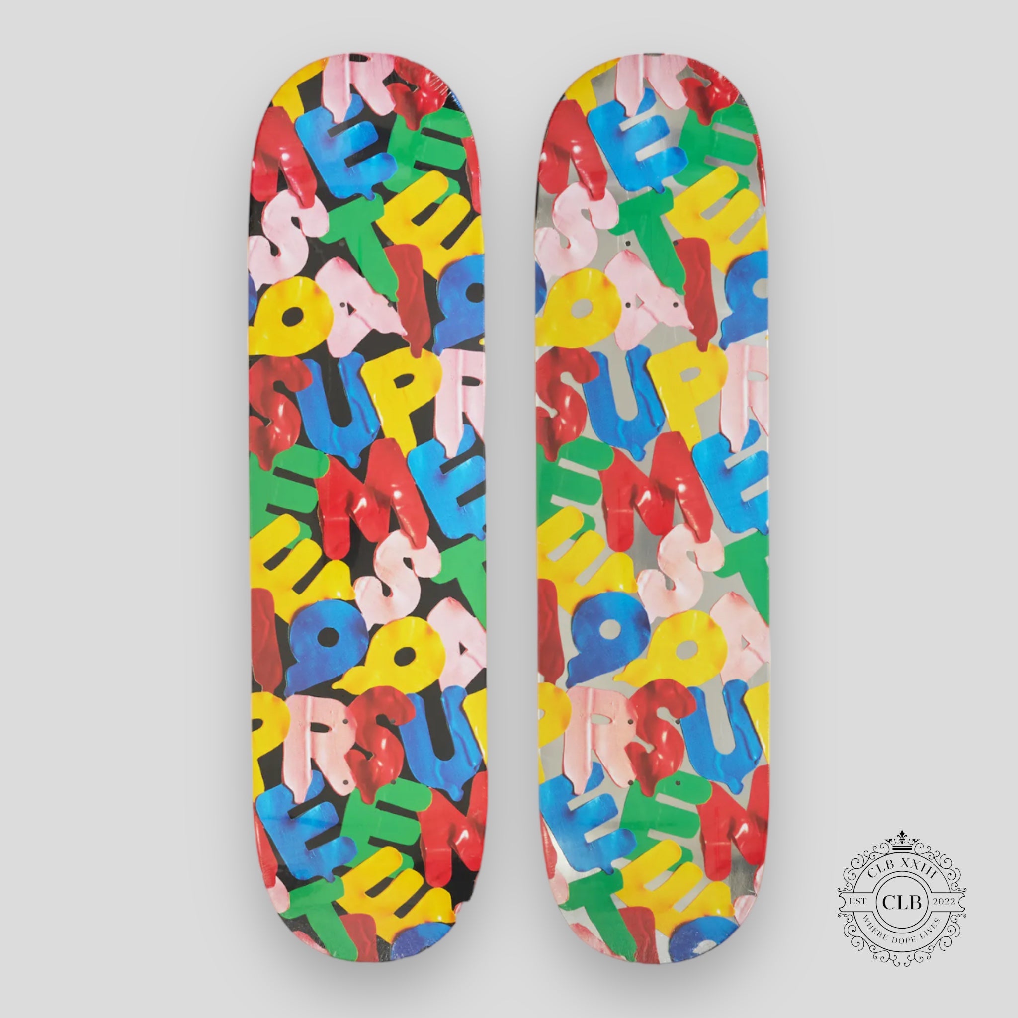 SUPREME BALLOONS SKATEBOARD SET BLACK/SILVER