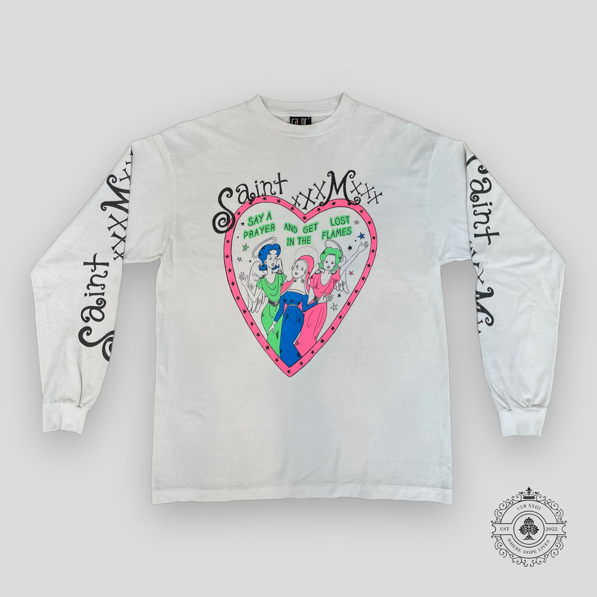 Saint Michael Say A Prayer L/S Tee in White