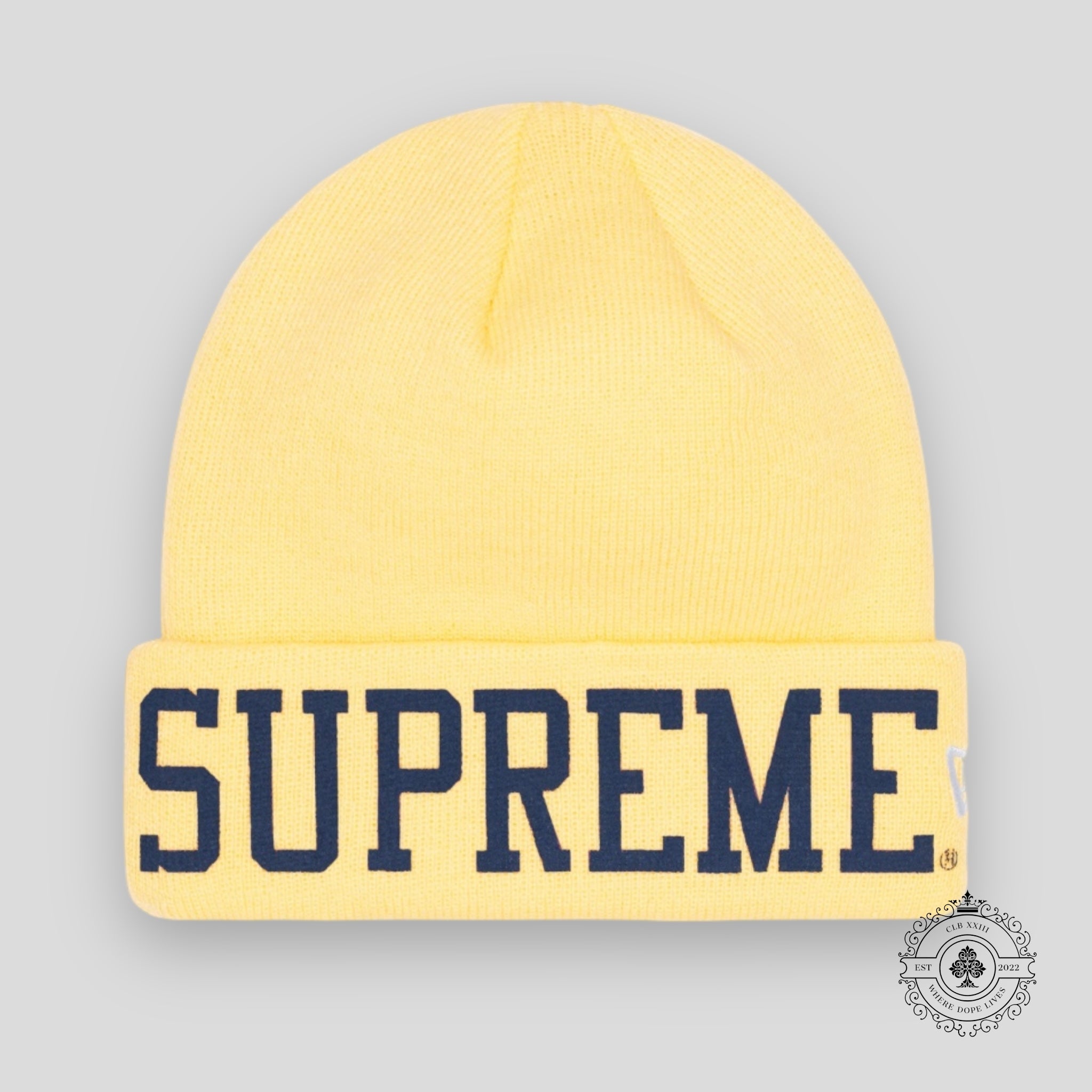 Supreme Varsity Printed Beanie in Canary