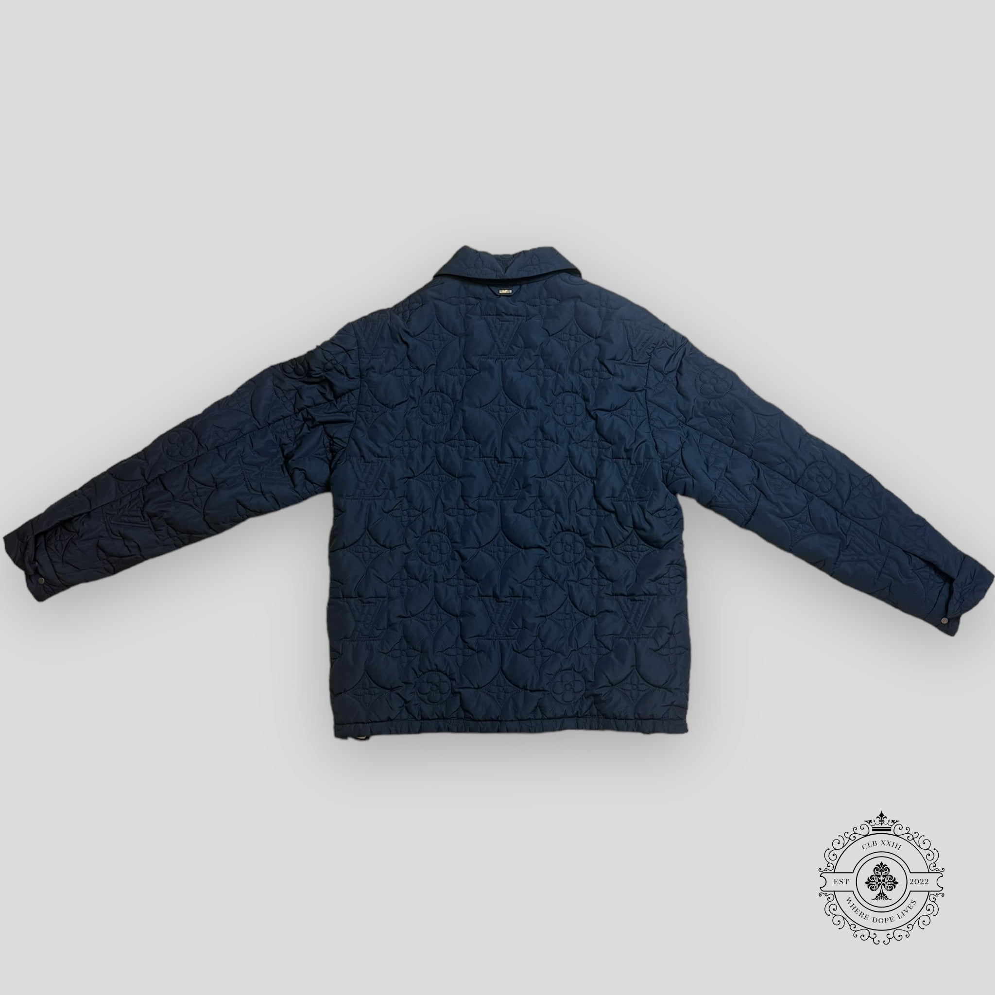 Louis Vuitton Monogram Embossed Padded Jacket in Navy