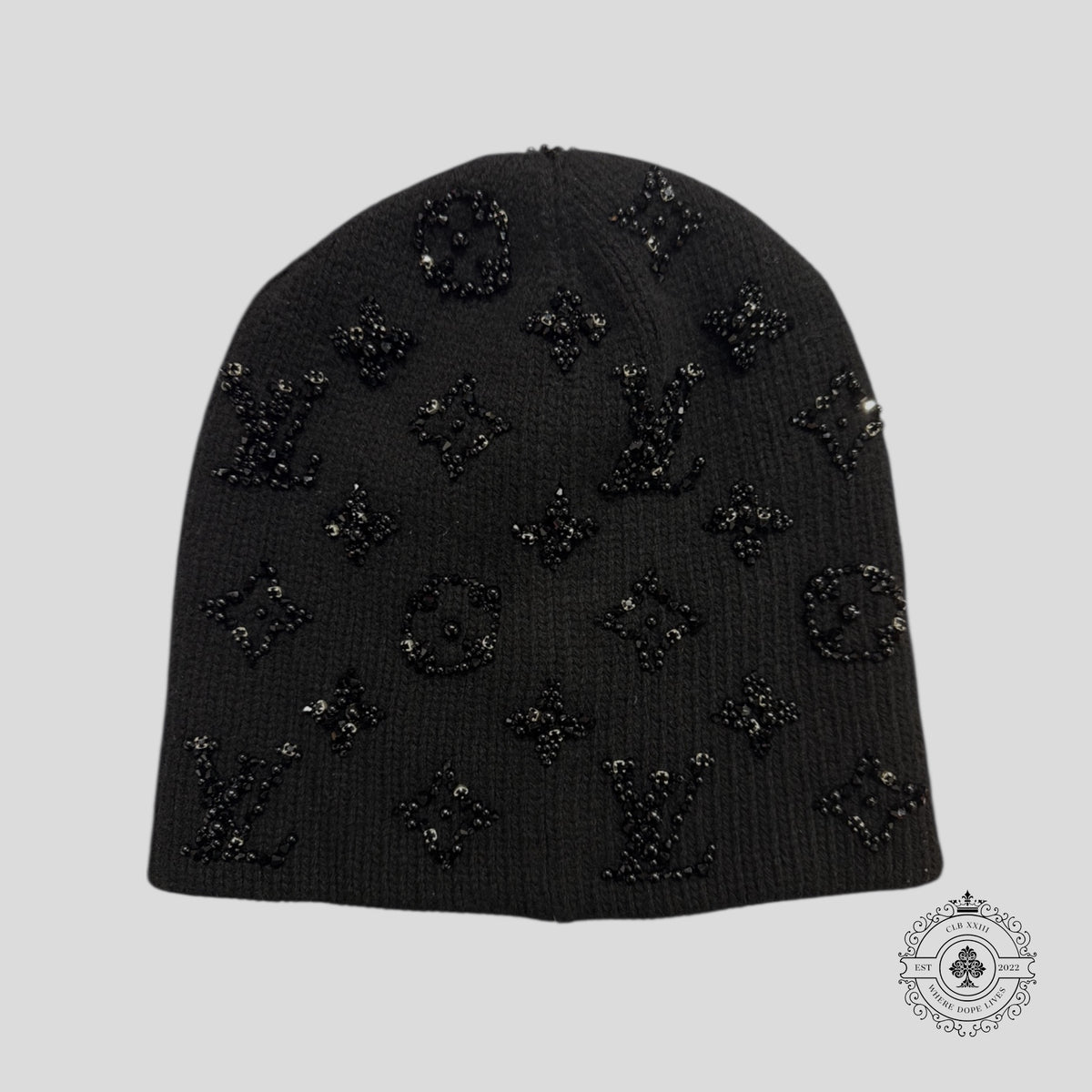 Louis Vuitton Crush Pearls Monogram Beanie in Black