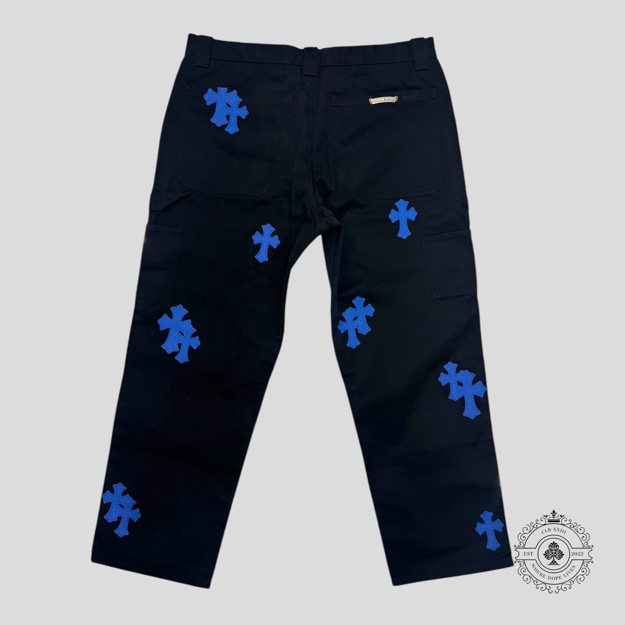 Chrome Hearts Double Knee Carpenter Pants in Black Blue