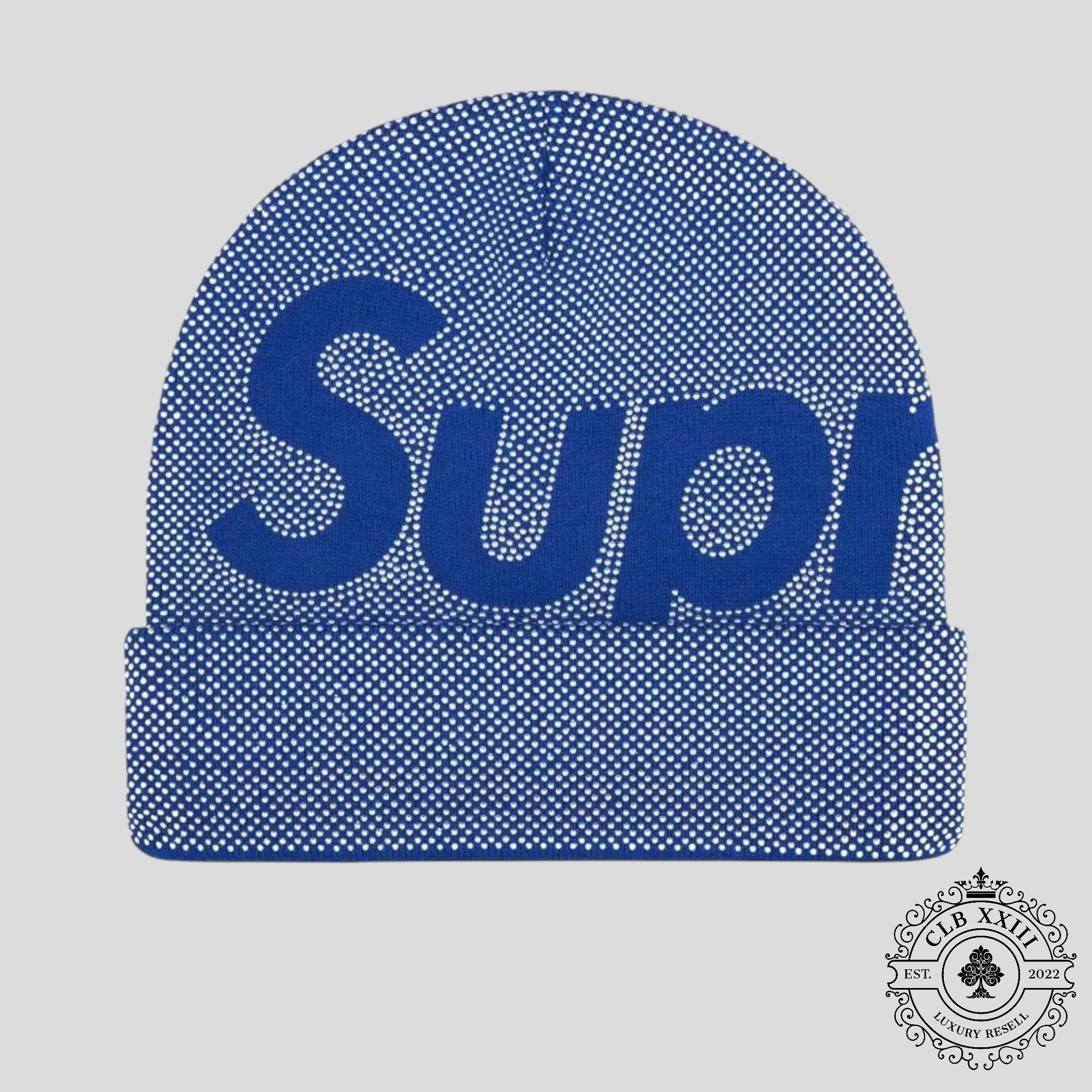 Supreme Studded Knockout Big Logo Beanie in Royal