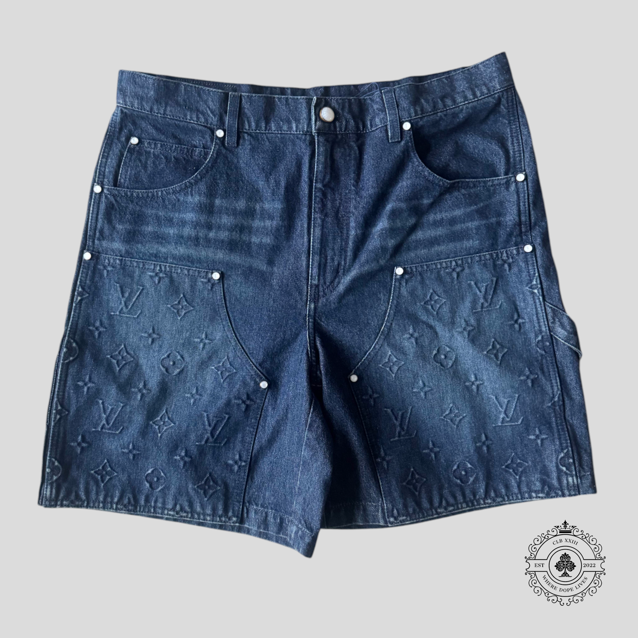 Louis Vuitton Signature Denim Carpenter Shorts in Indigo