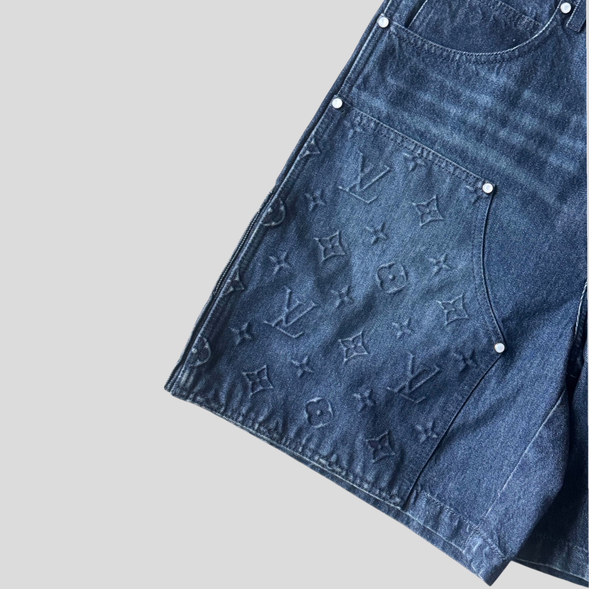 Louis Vuitton Signature Denim Carpenter Shorts in Indigo