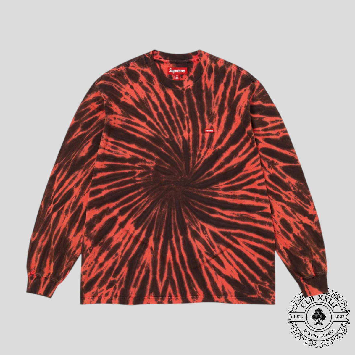 Supreme Small Box Logo Tie Dye Long Sleeve Tee in Red