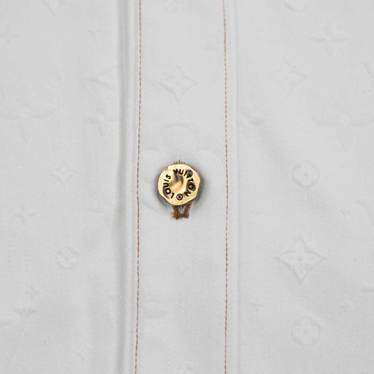Louis Vuitton Embossed Monogram Baseball Denim Shirt in White