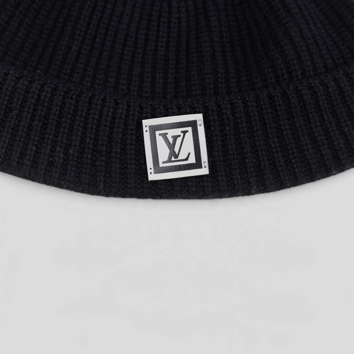 Louis Vuitton LV Leather Patch Beanie in Black