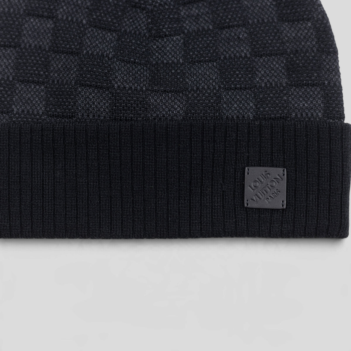 Louis Vuitton Leather Patch Damier Beanie in Black