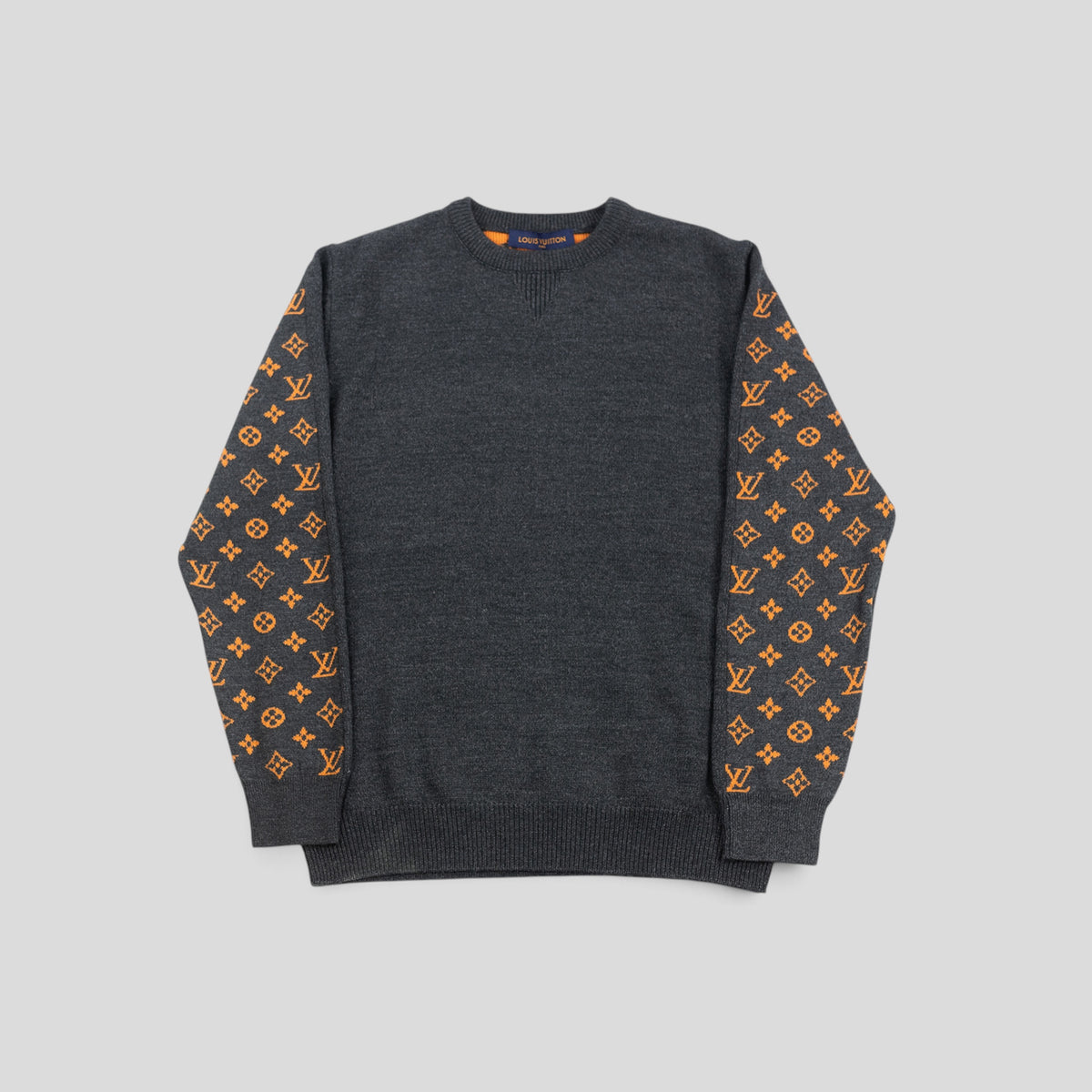 Louis Vuitton Monogram Back Cashmere Sweater in Grey/Orange