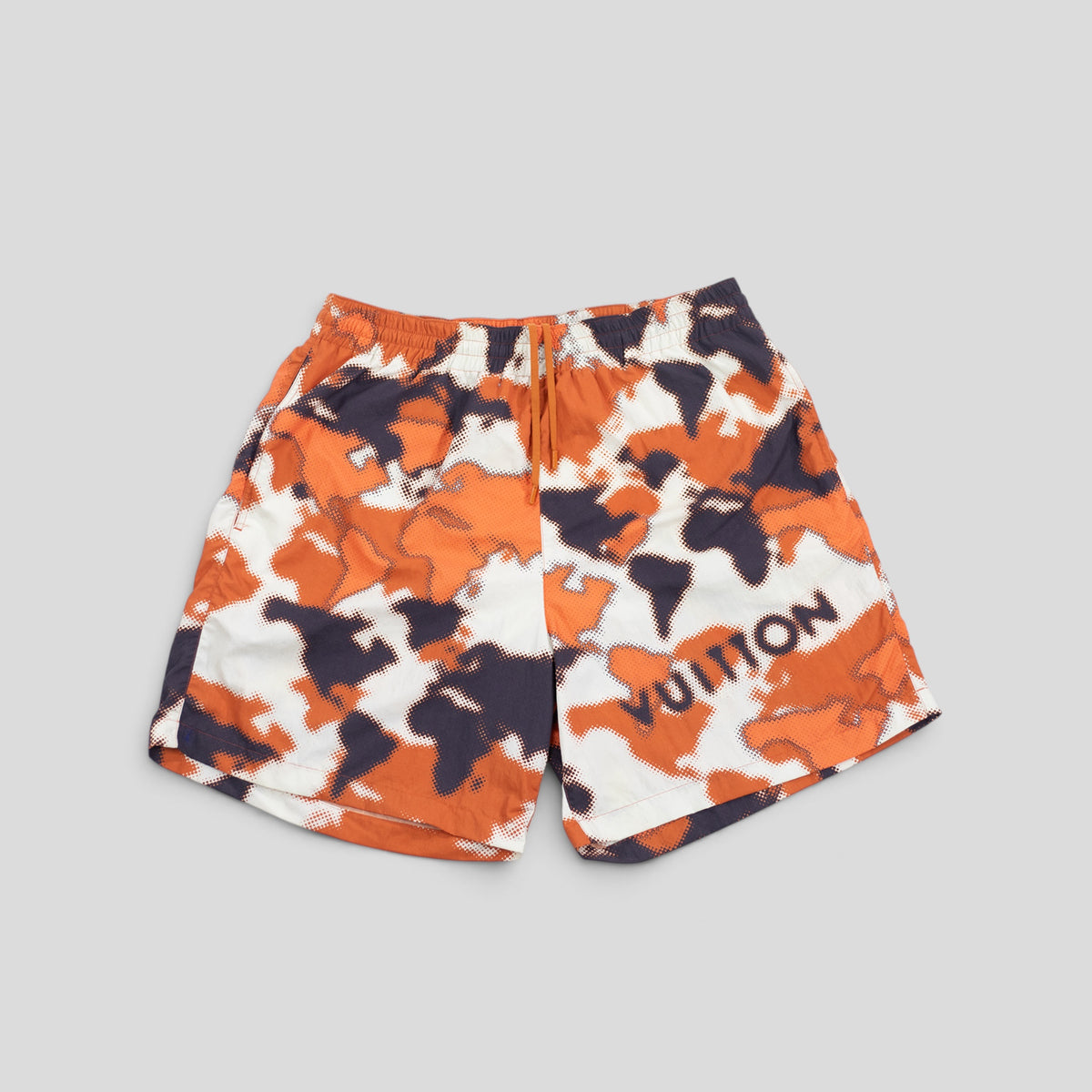 Louis Vuitton World Map Swim Shorts in White/Brown/Orange