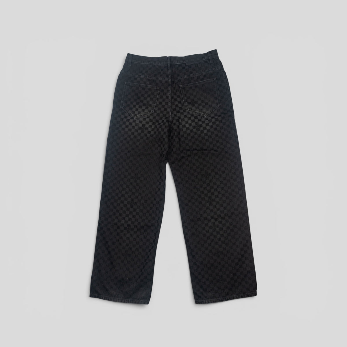 Louis Vuitton Damier Ultrablack Flocked Wide Leg Denim Pants in Black