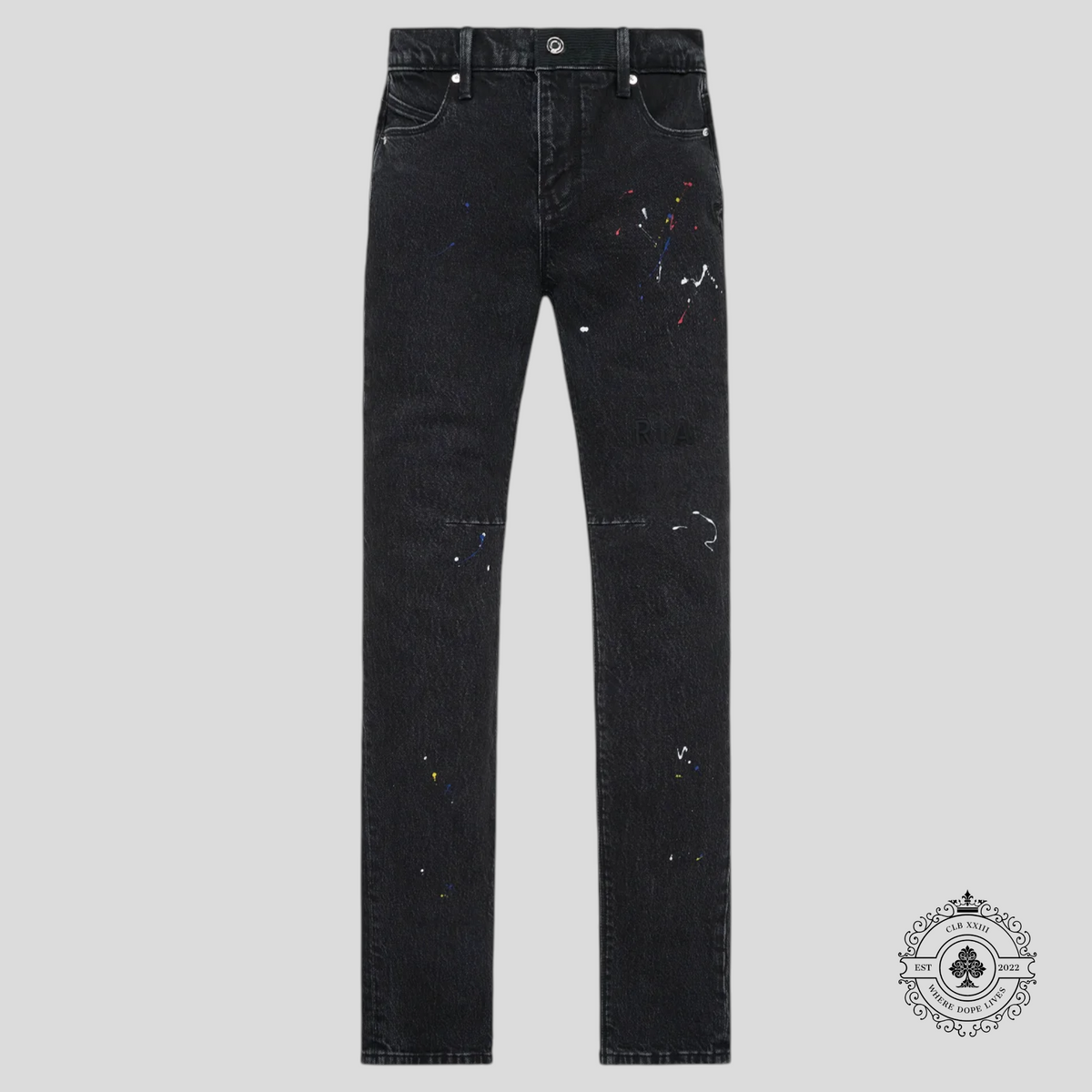 RTA Olivier Tri Paint Skinny Jeans in Black