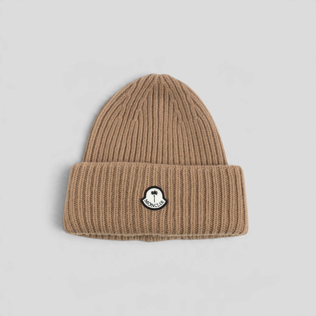 Moncler Palm Logo Beanie in Brown