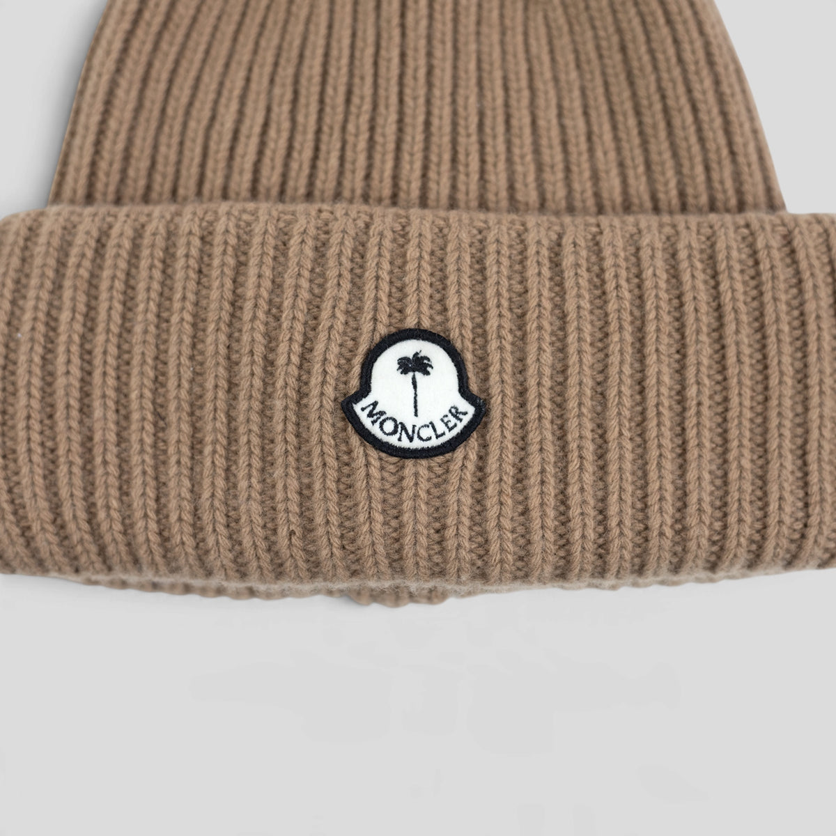 Moncler Palm Logo Beanie in Brown