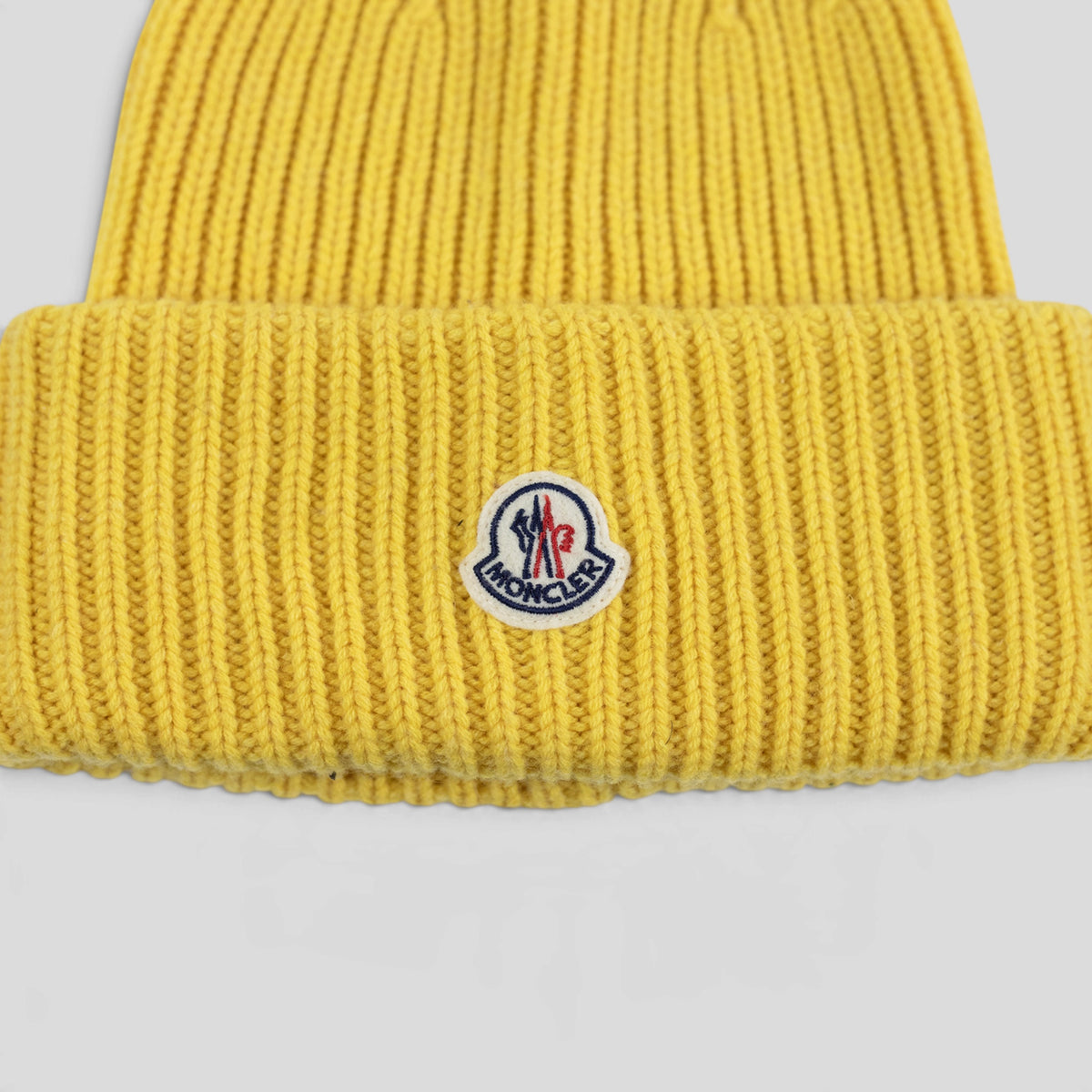 Moncler Palm Logo Beanie in Yellow