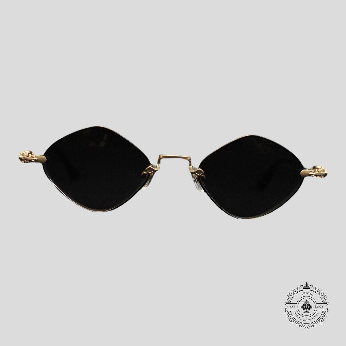 Chrome Hearts Diamond Dog Sunglasses in Black/Gold