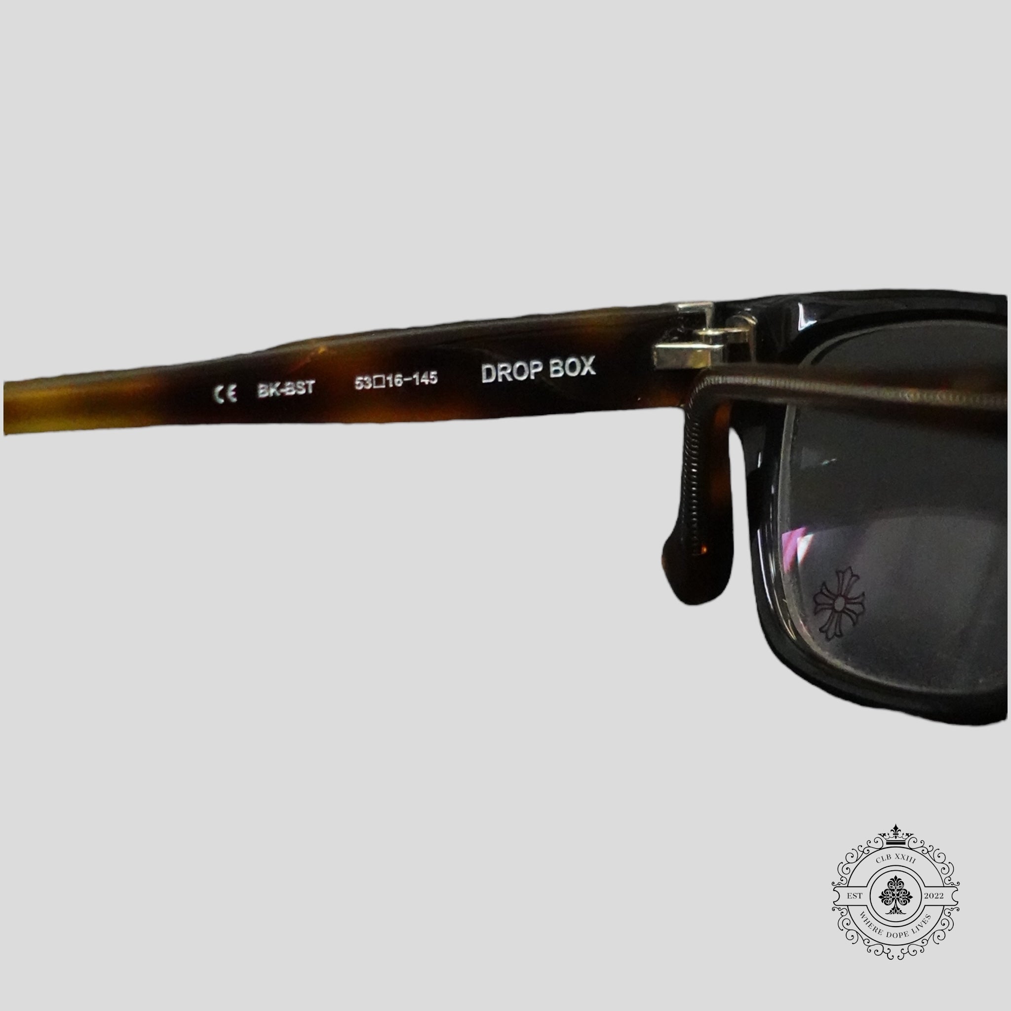 Chrome Hearts Drop Box Glasses in Tortoise Shell/Silver