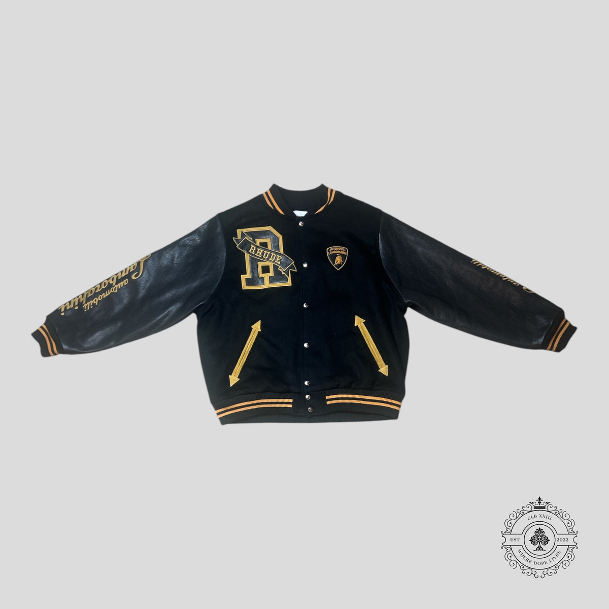 Rhude X Lamborghini Varsity Jacket in Black