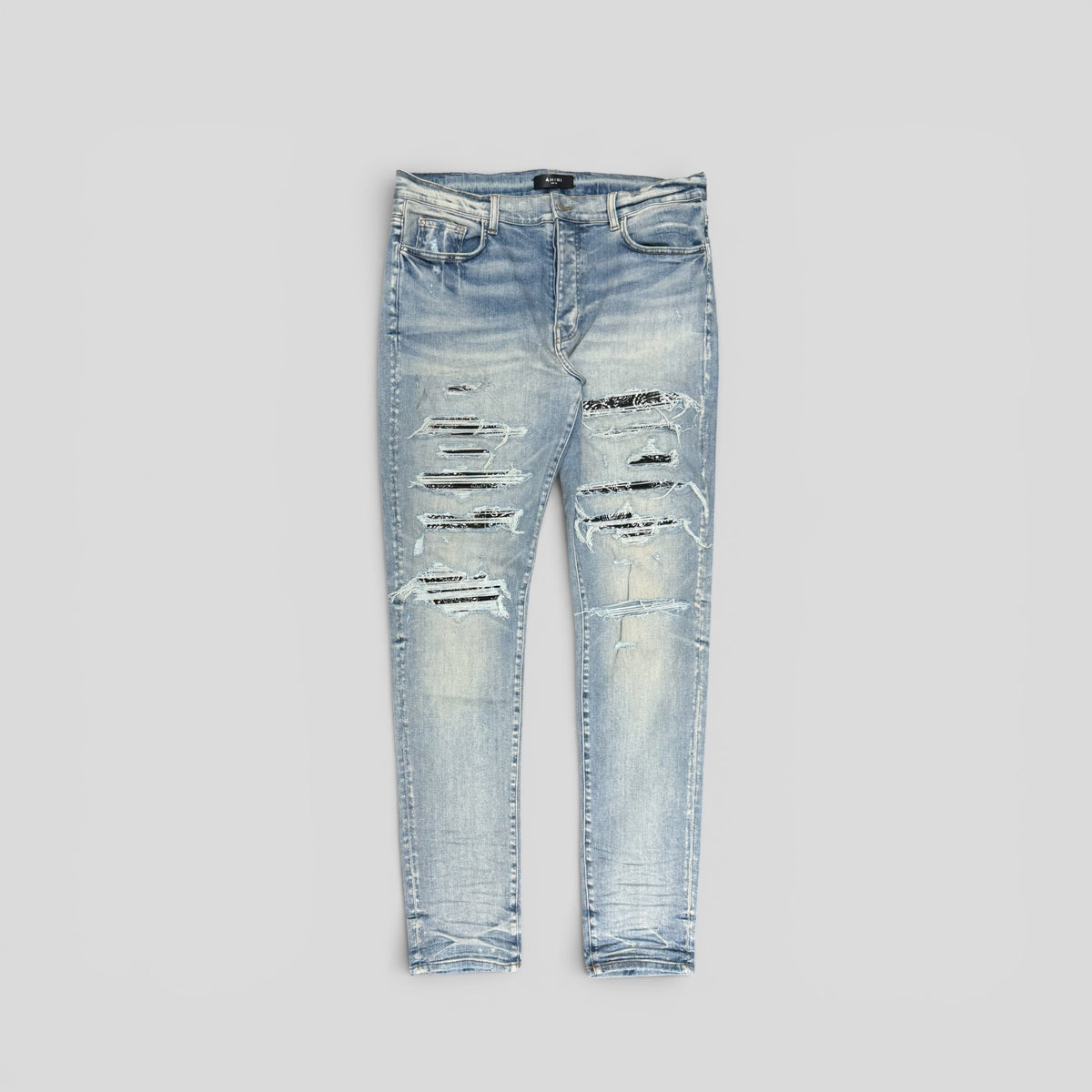 Amiri Bandana Thrasher Jeans in Clay Indigo/Black