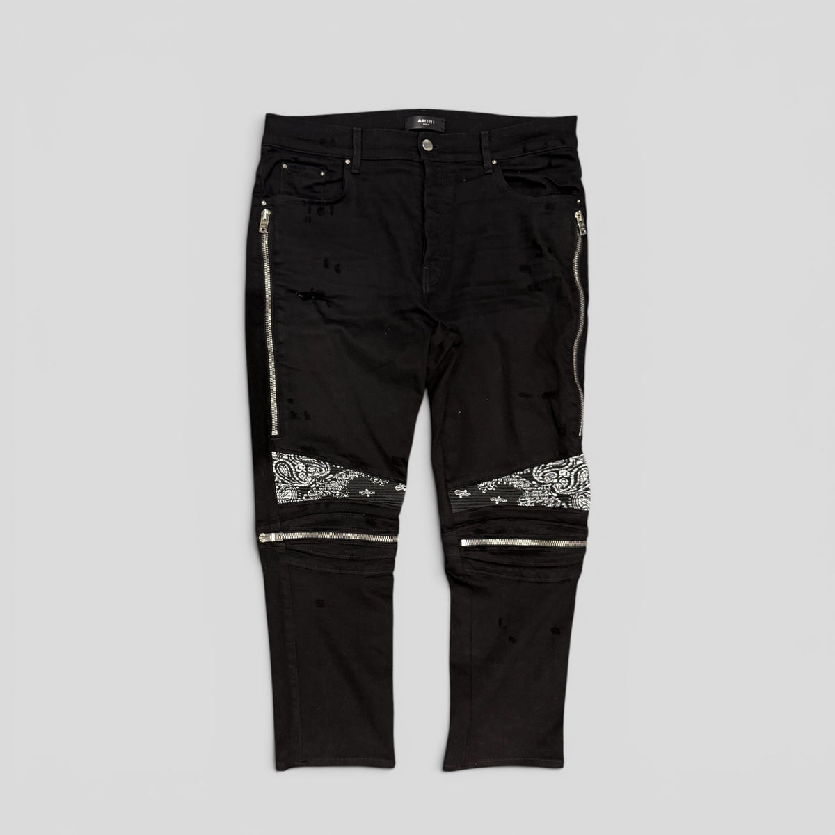 Amiri MX2 Bandana Zip Knee Jeans in Black