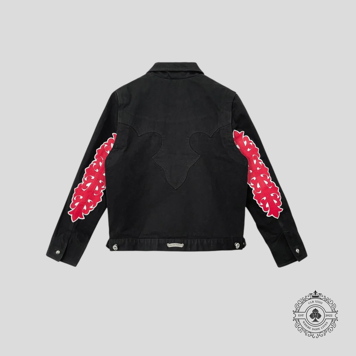 Chrome Hearts Floral Patch Denim Jacket in Black