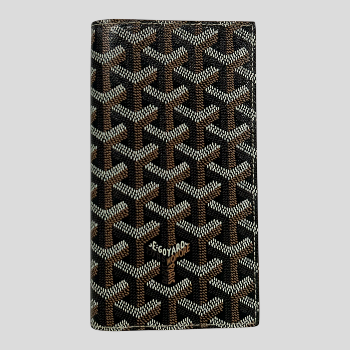 CLB XXIII Goyard Saint-Roch wallet in black and tan Goyardine canvas with iconic chevron pattern