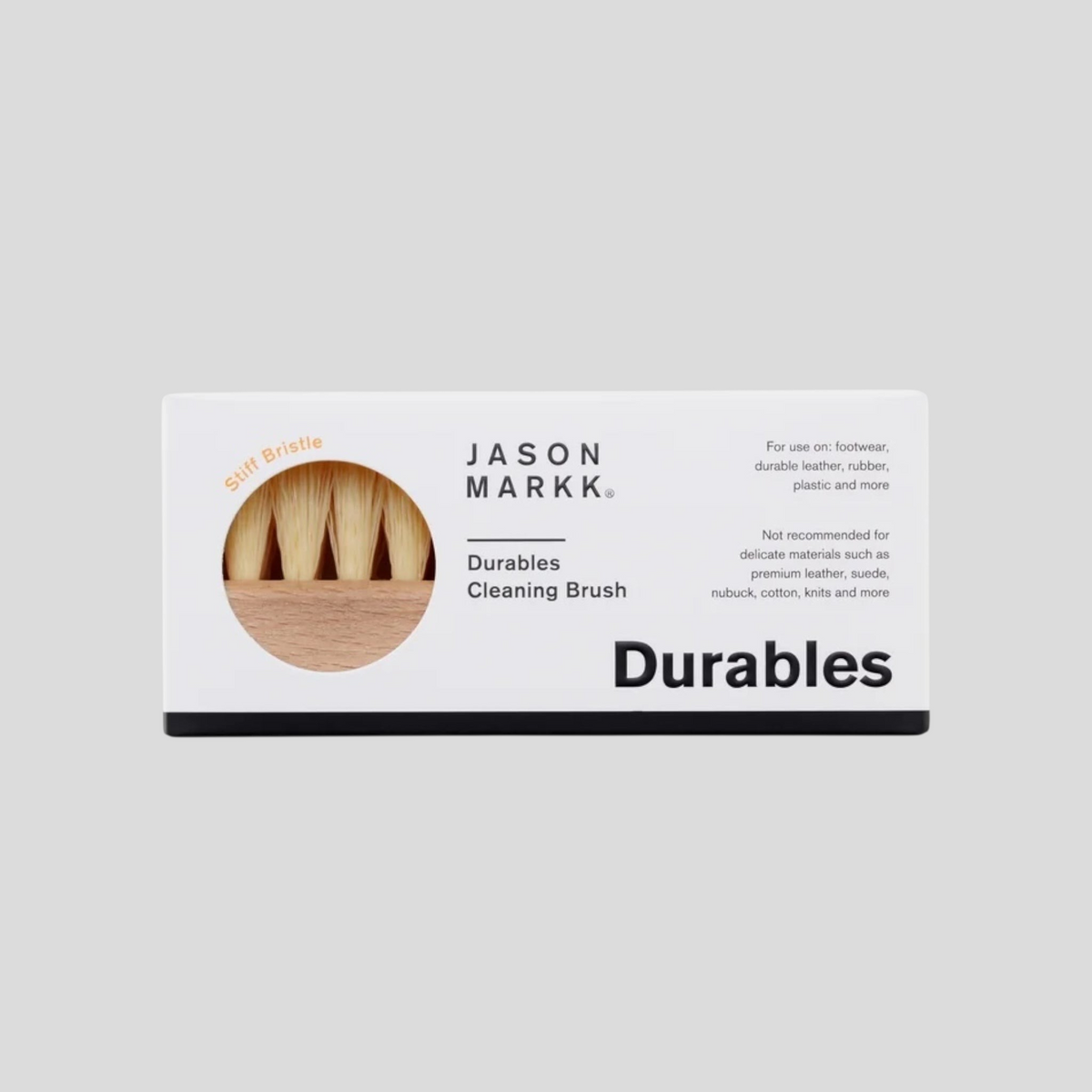 CLB XXIII Jason Mark Durables cleaning brush with stiff bristles in white retail packaging for durable materials