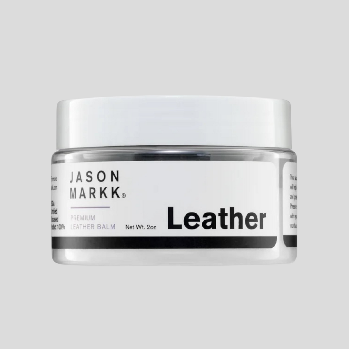 CLB XXIII Jason Markk Premium Leather Balm in a 2oz jar for conditioning and protecting leather accessories