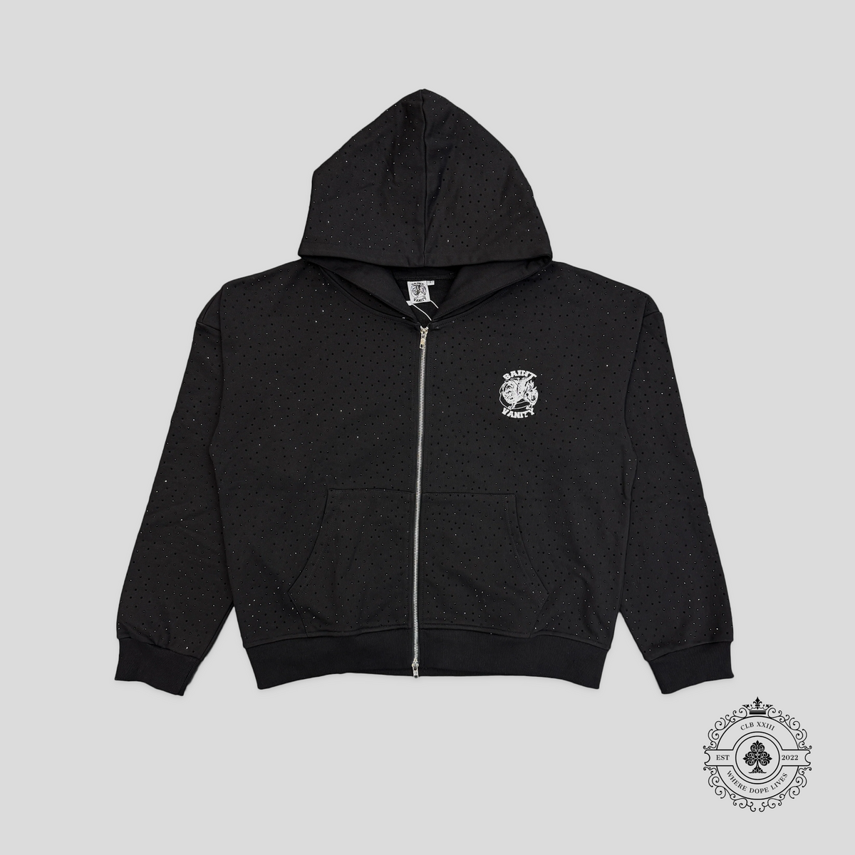 Saint Vanity Oreo Zip Up Hoodie in Black