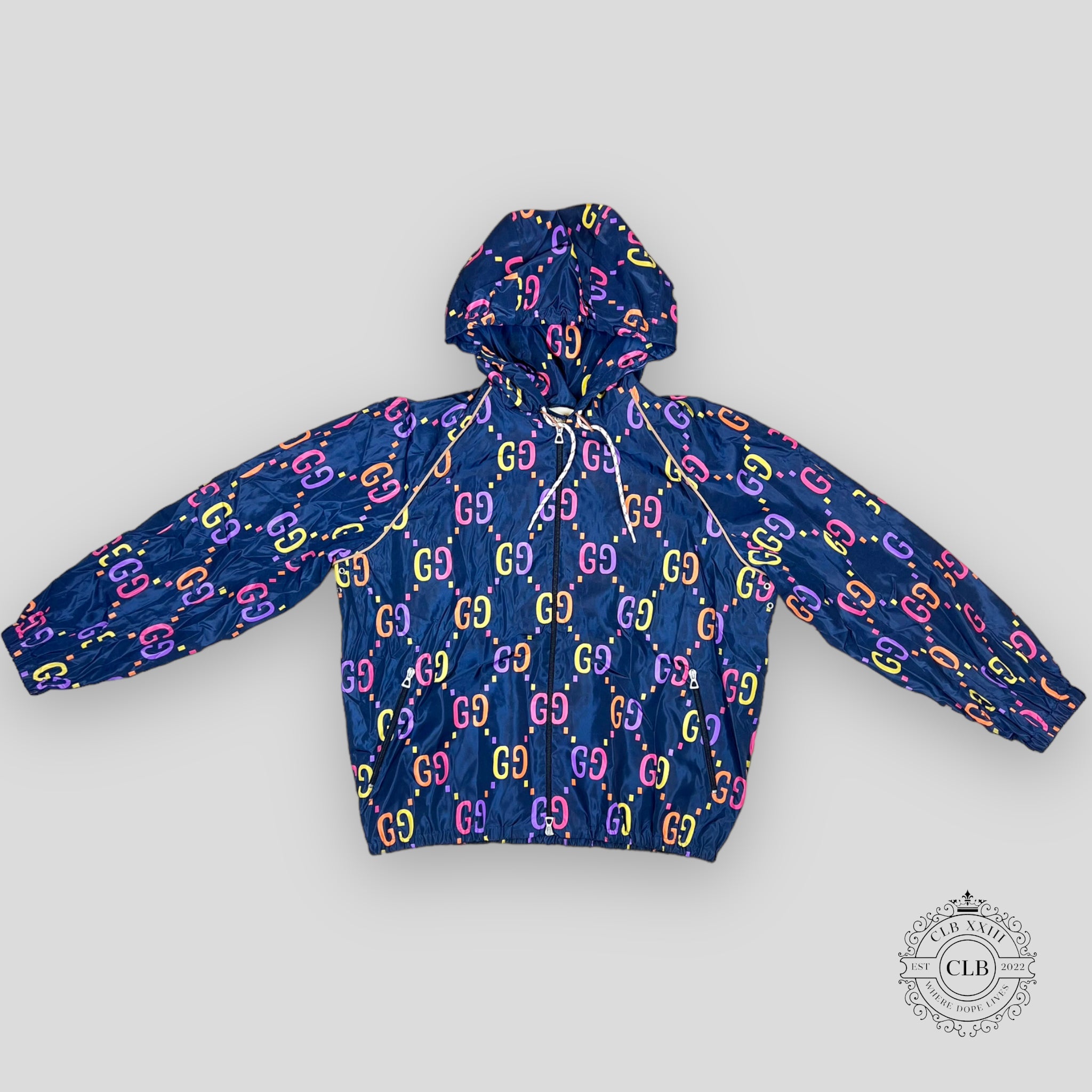 GUCCI GG JACQUARD WINDBREAKER JACKET- BLUE
