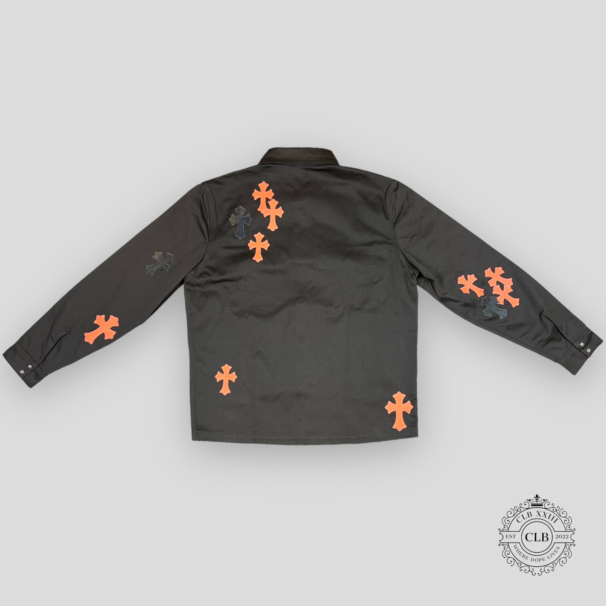 CHROME HEARTS CROSS PATCH WORK DOG SHIRT - BROWN