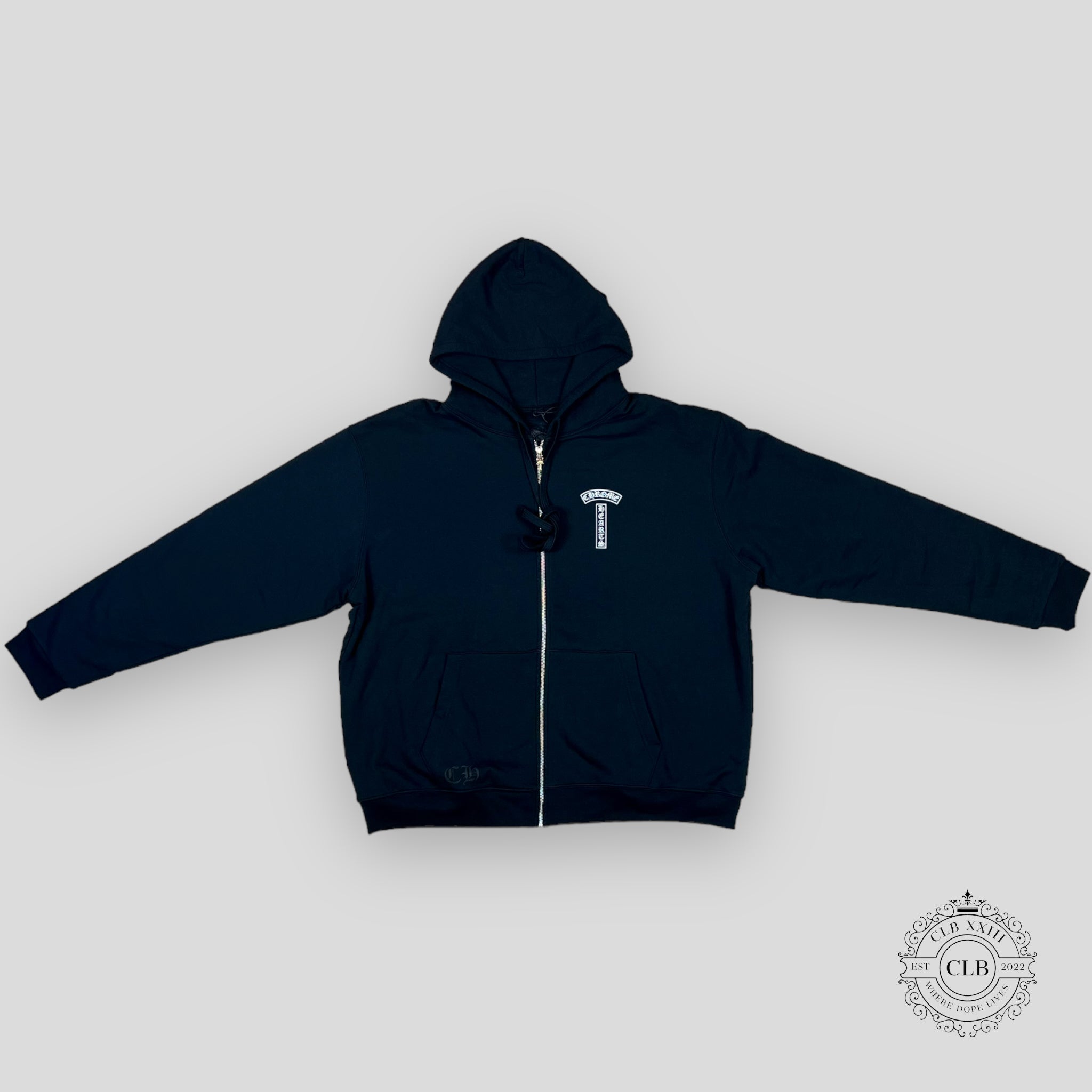 CHROME HEARTS LOGO ZIP-UP HOODIE - BLACK