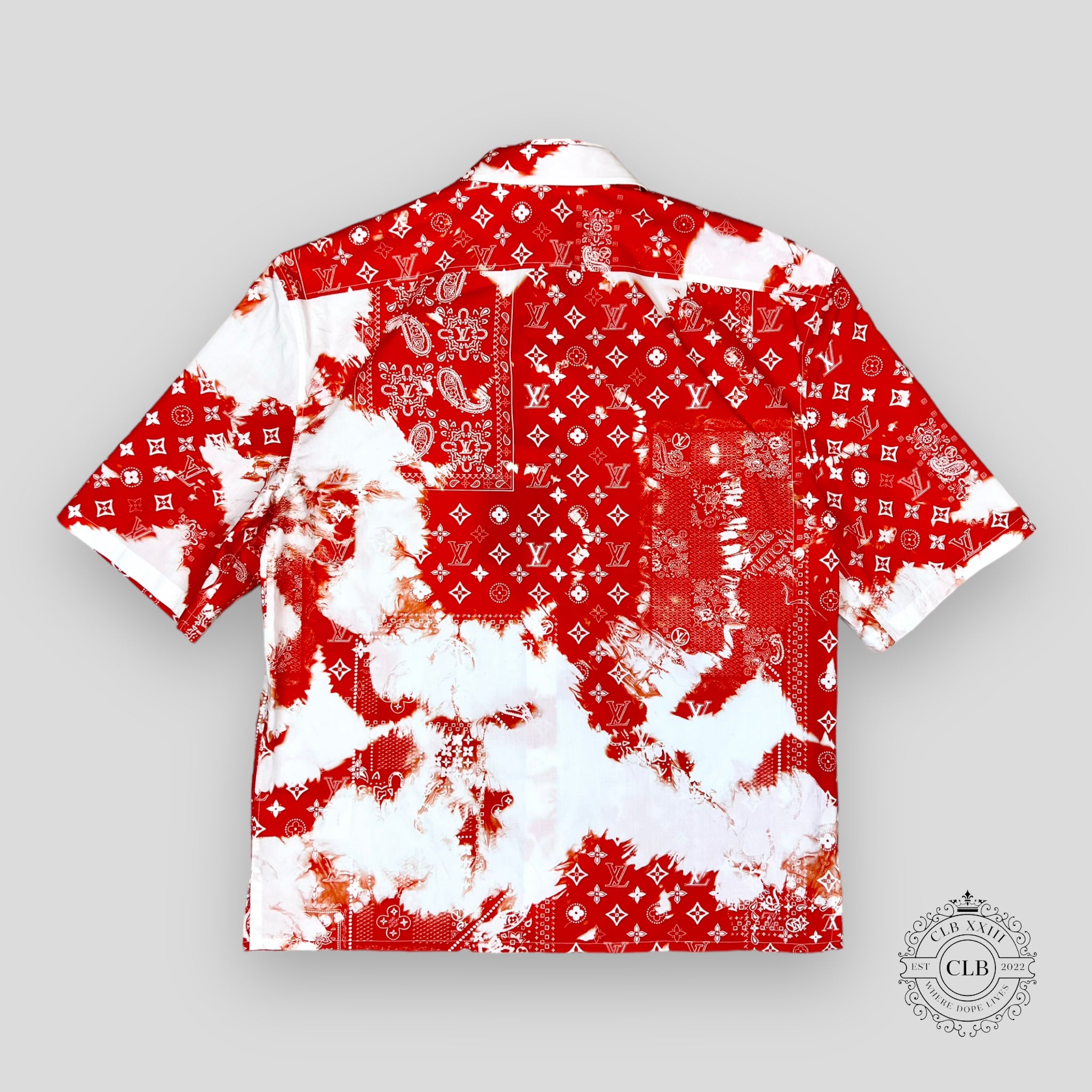 LOUIS VUITTON MONOGRAM BANDANA SHORT SLEEVE SHIRT- ORANGE/WHITE