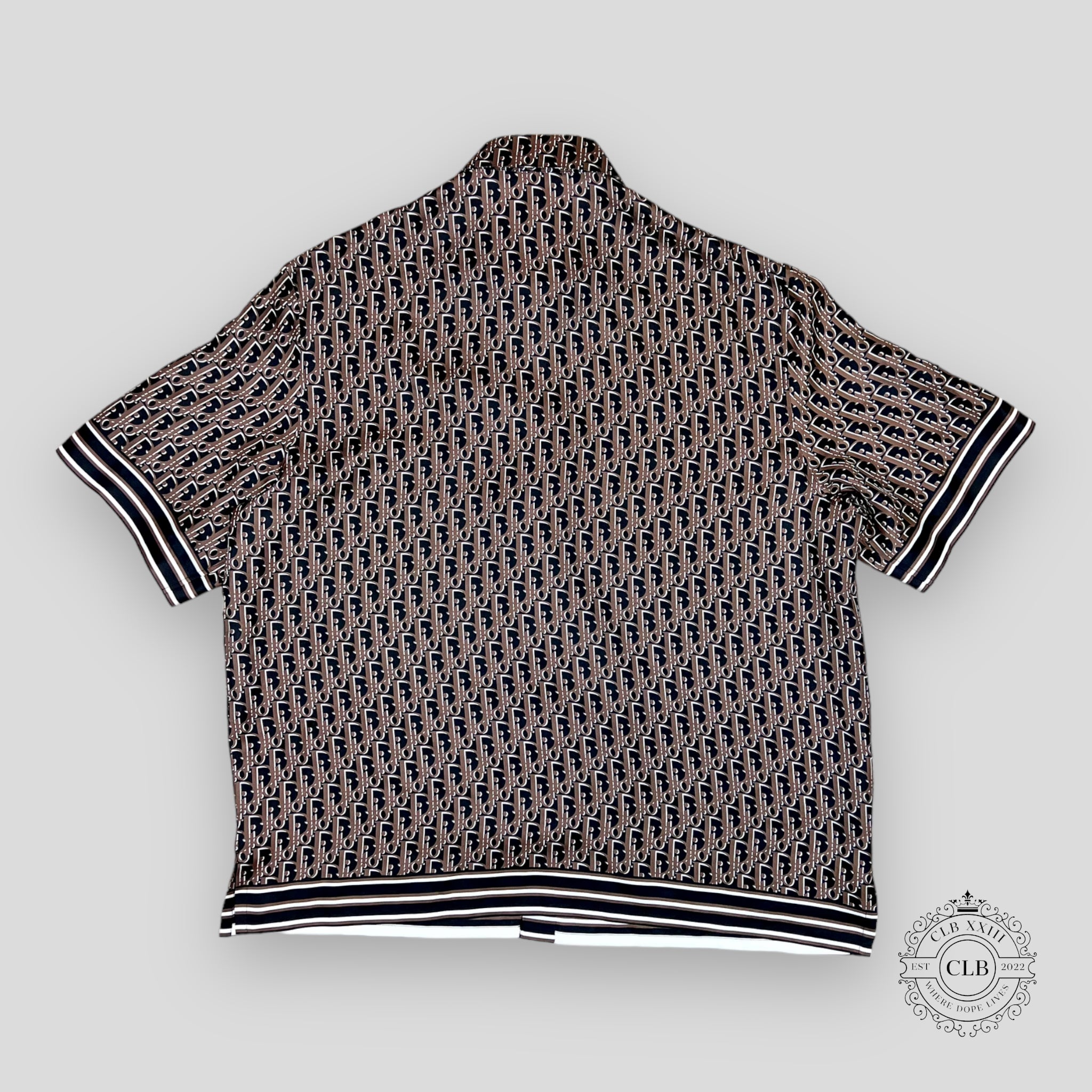 DIOR OBLIQUE SHORT SLEEVE SHIRT- BLACK/BROWN