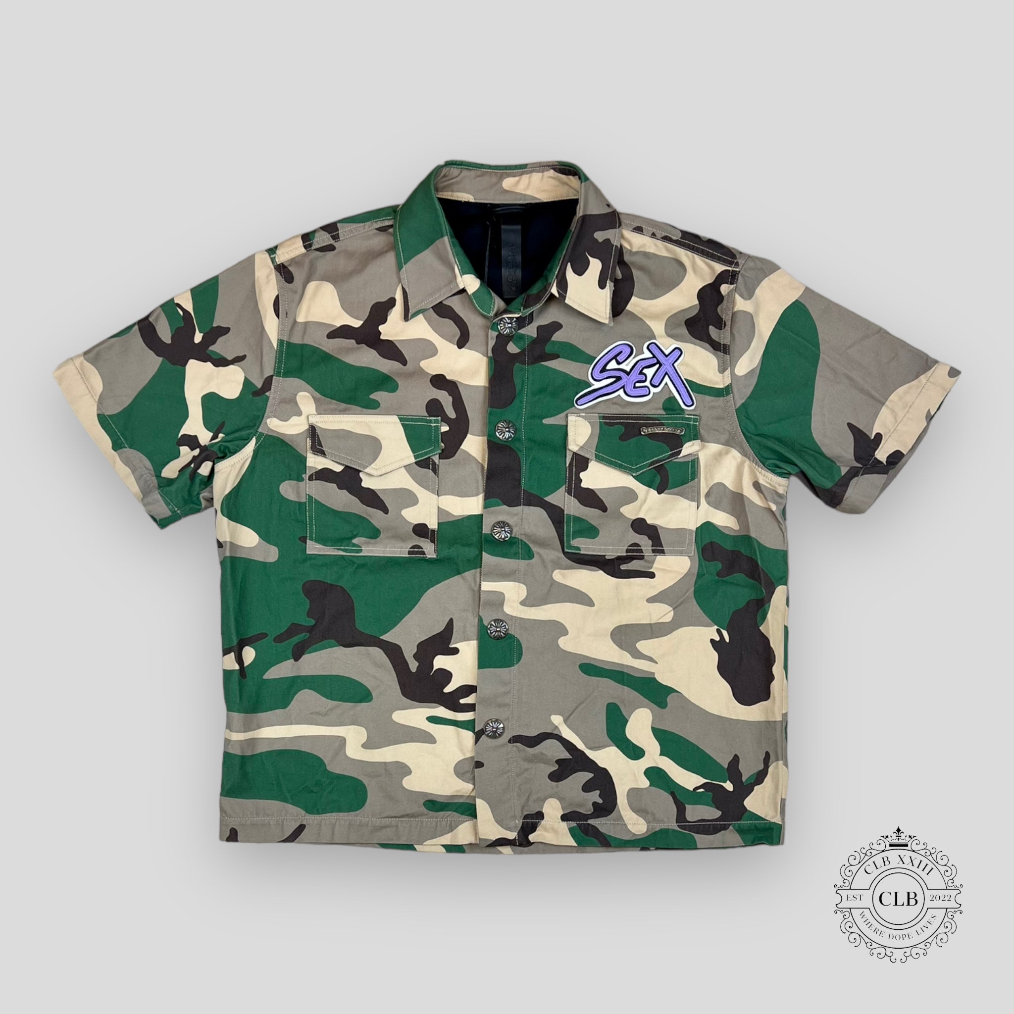 Chrome Hearts Matty Boy Sex Records Camouflage Shirt in Green