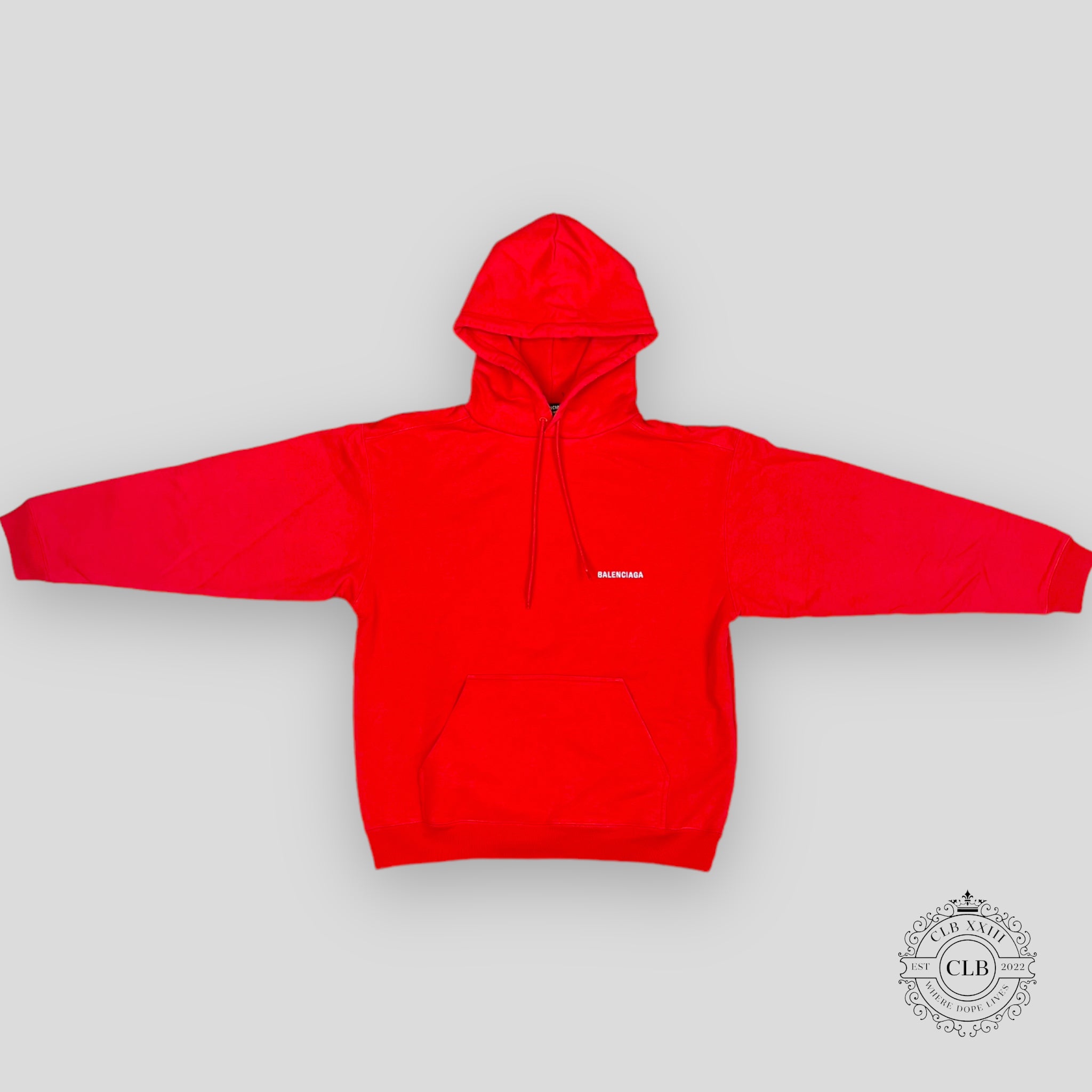 Balenciaga Medium Fit Logo Hoodie in Red
