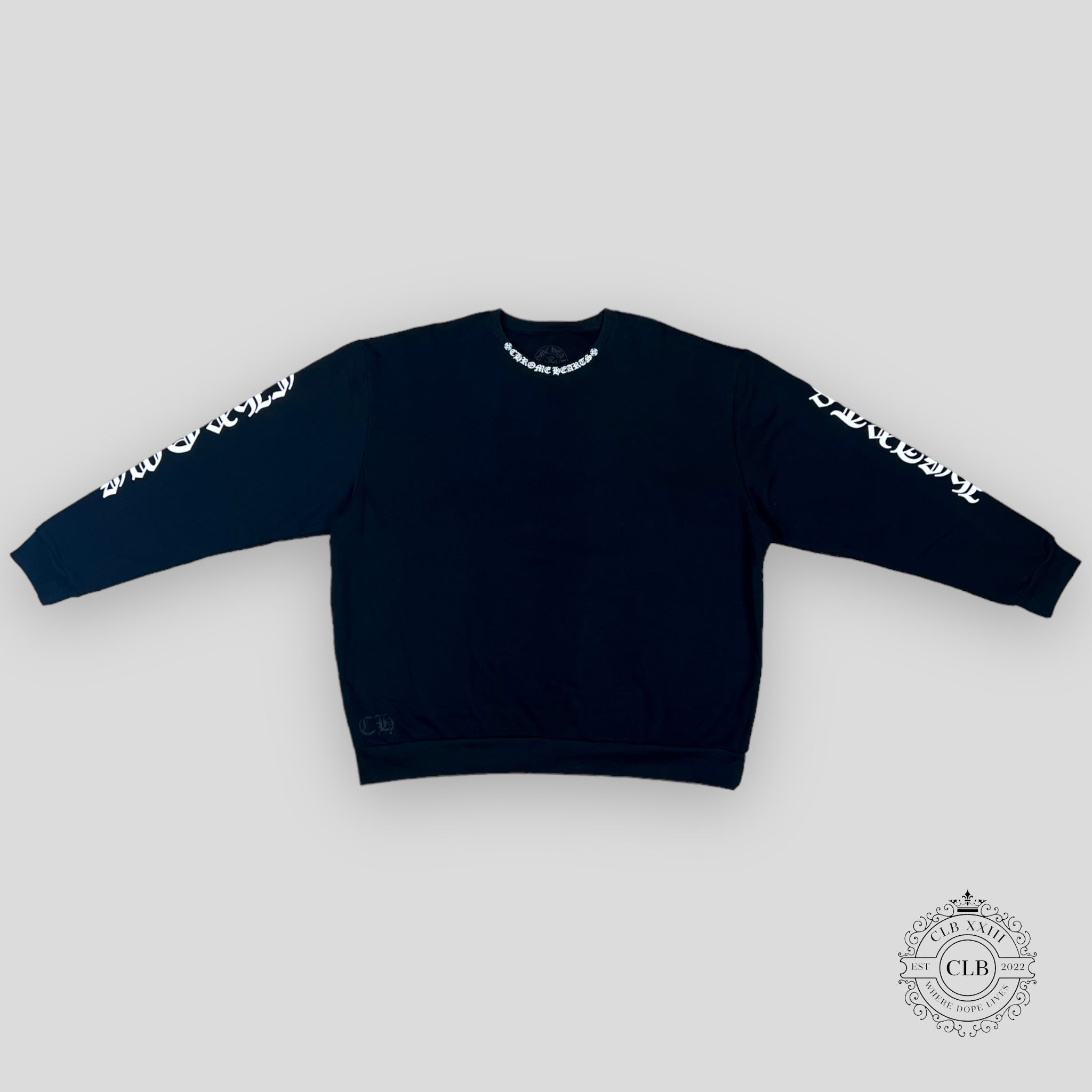 CHROME HEARTS NECK LOGO CREWNECK SWEATSHIRT - BLACK