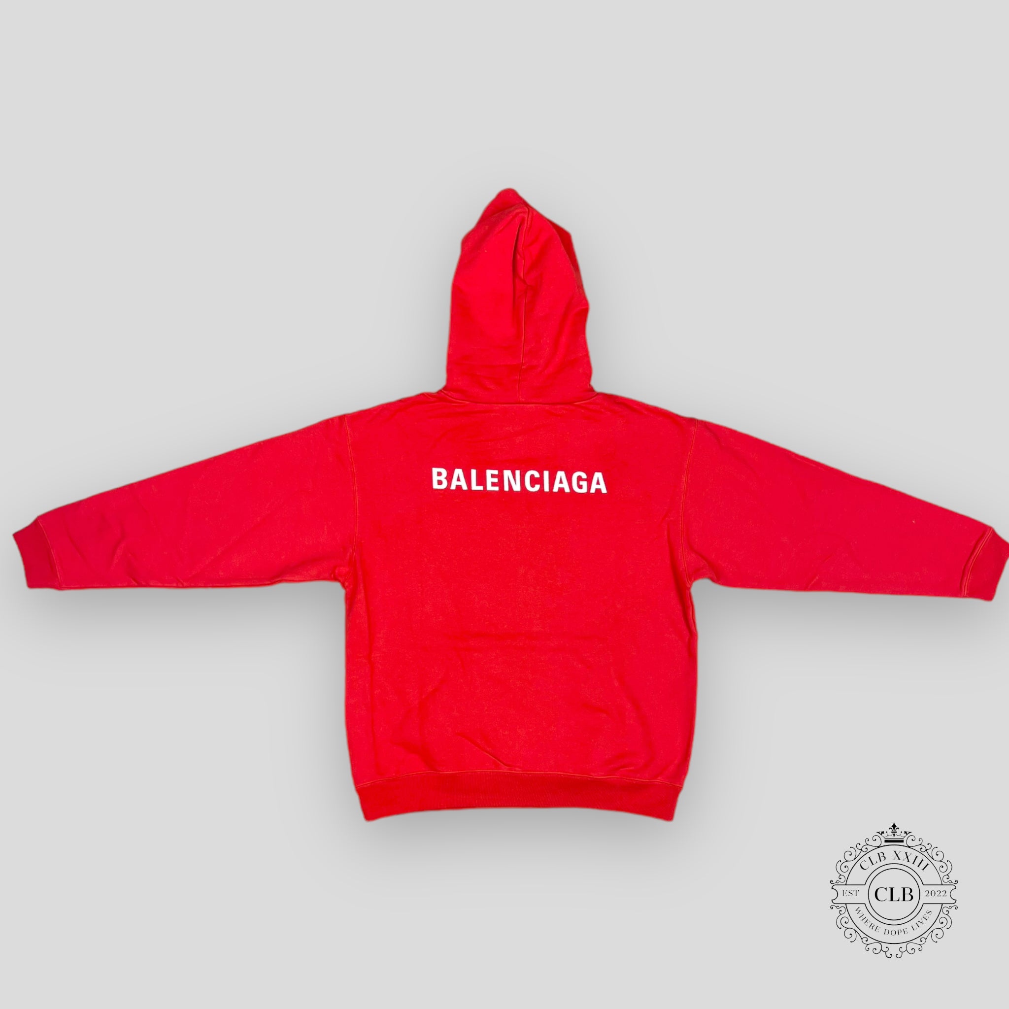 Balenciaga Medium Fit Logo Hoodie in Red