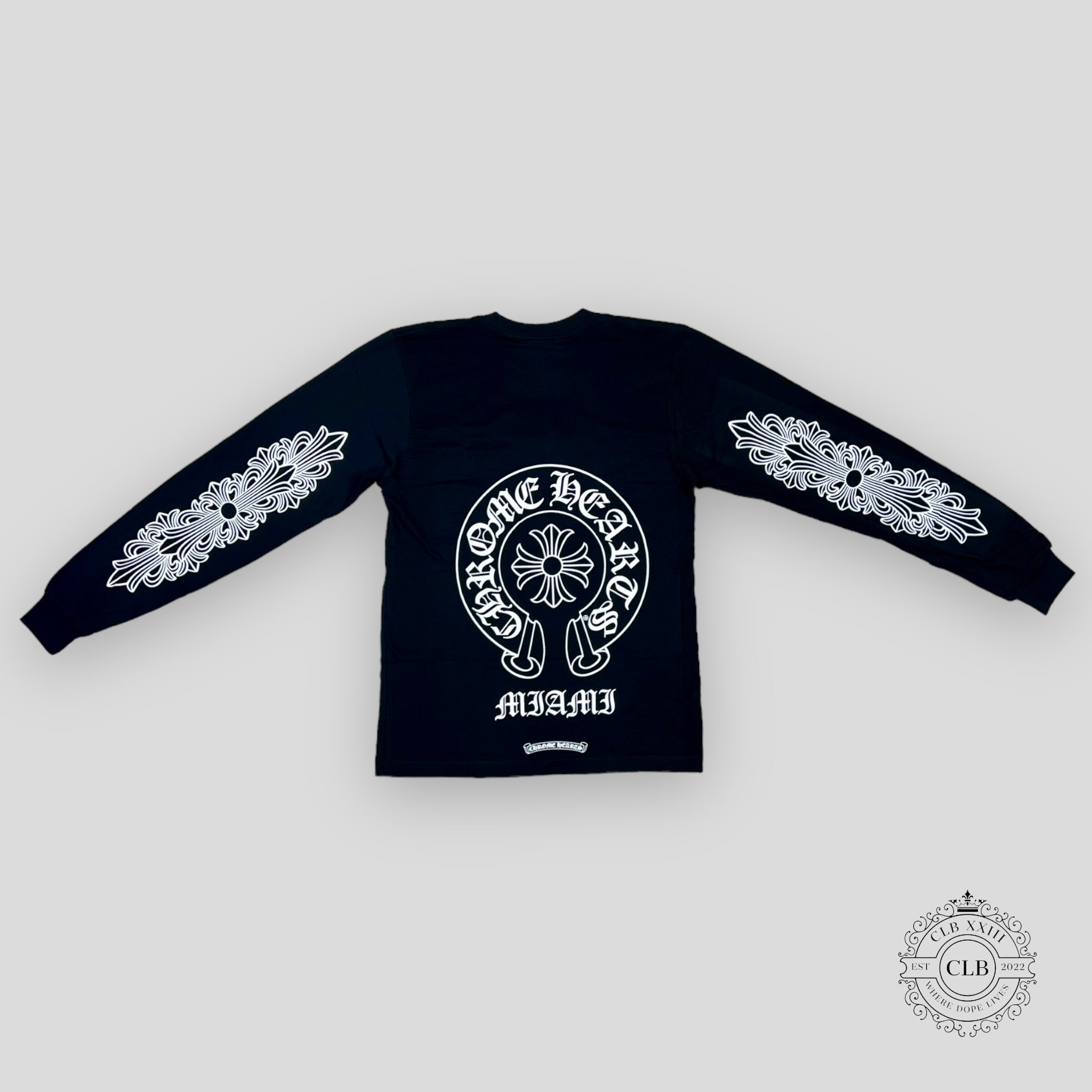 Chrome Hearts Miami Exclusive Horseshoe Logo Long Sleeve in Black