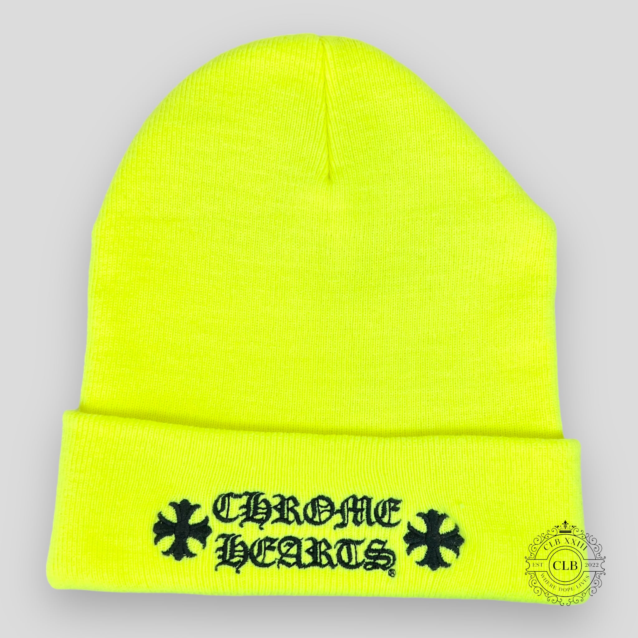 CHROME HEARTS LOGO BEANIE - LIME GREEN